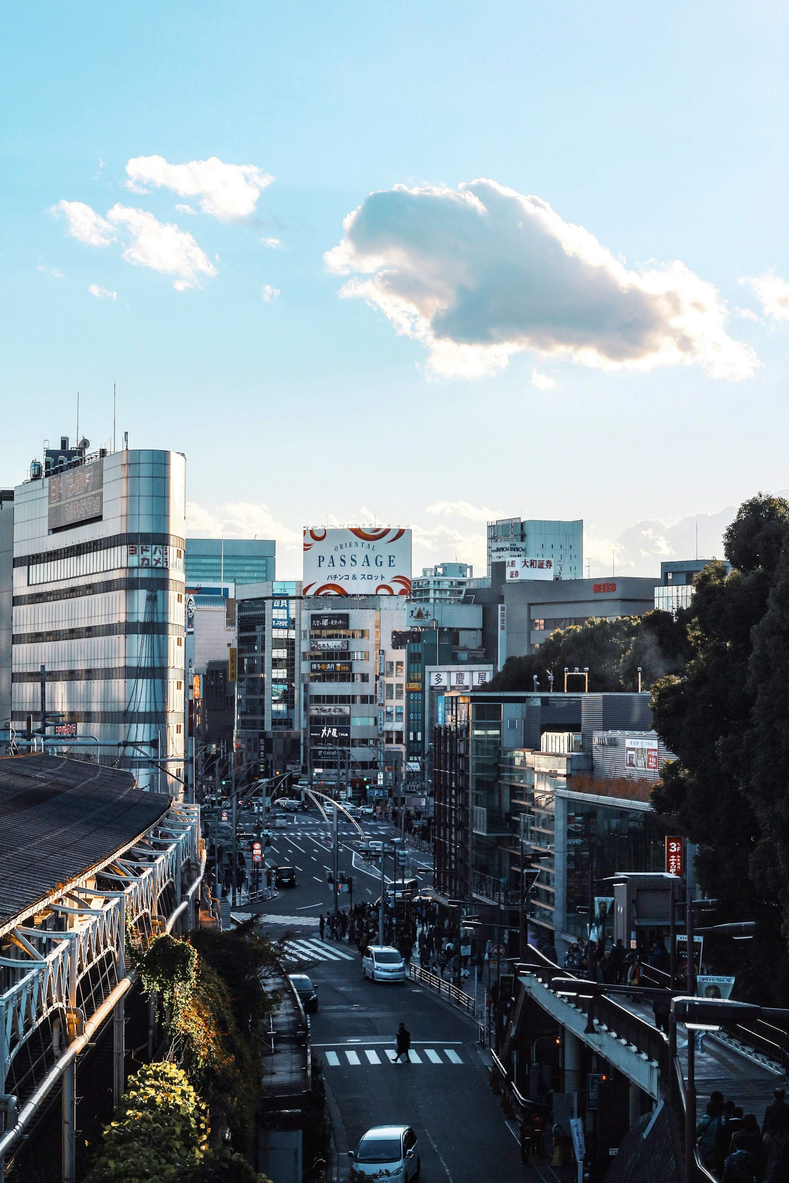Panorama di Tokyo con una nuvola nel cielo blu