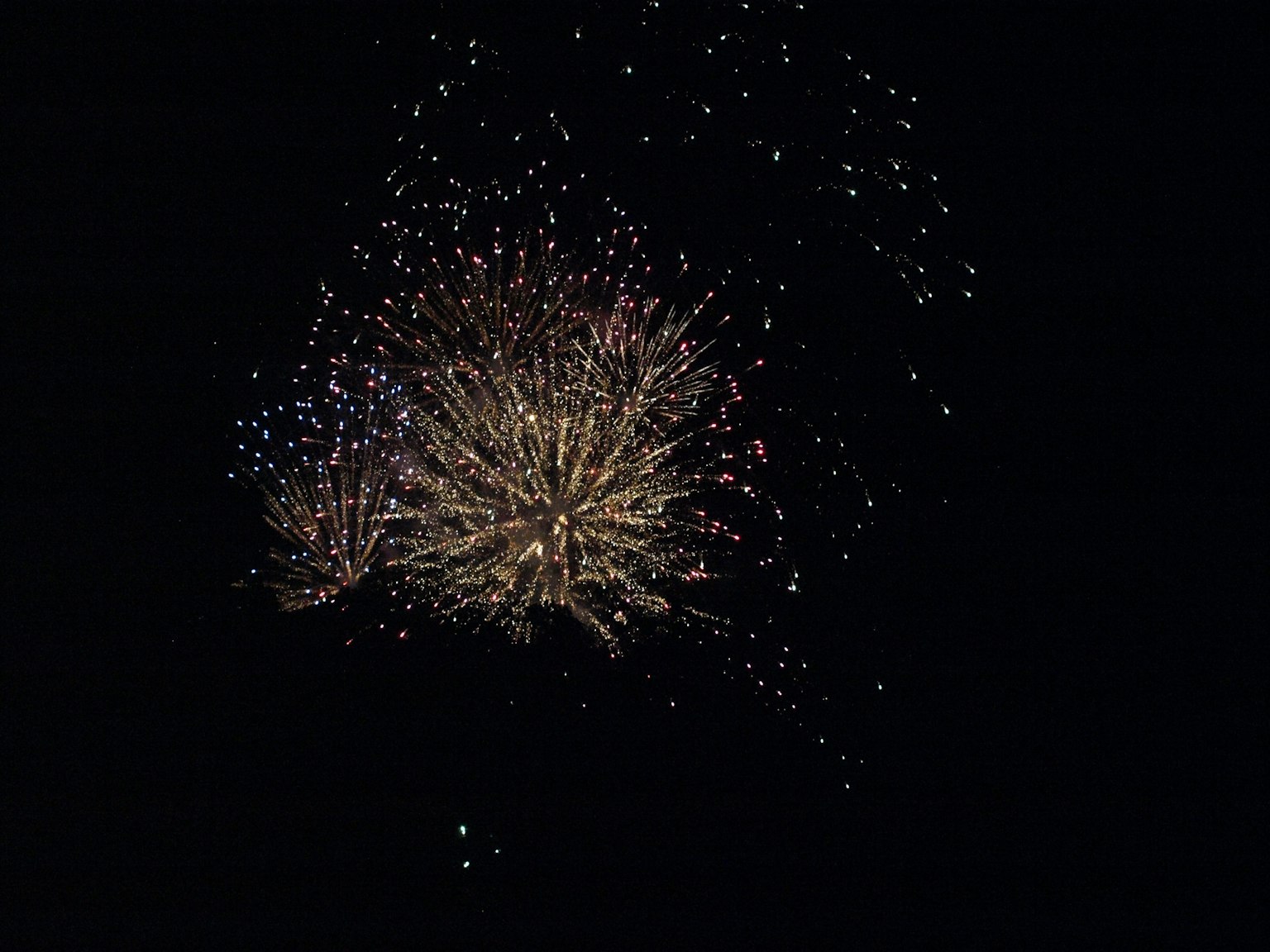 Feuerwerk, das im Nachthimmel explodiert