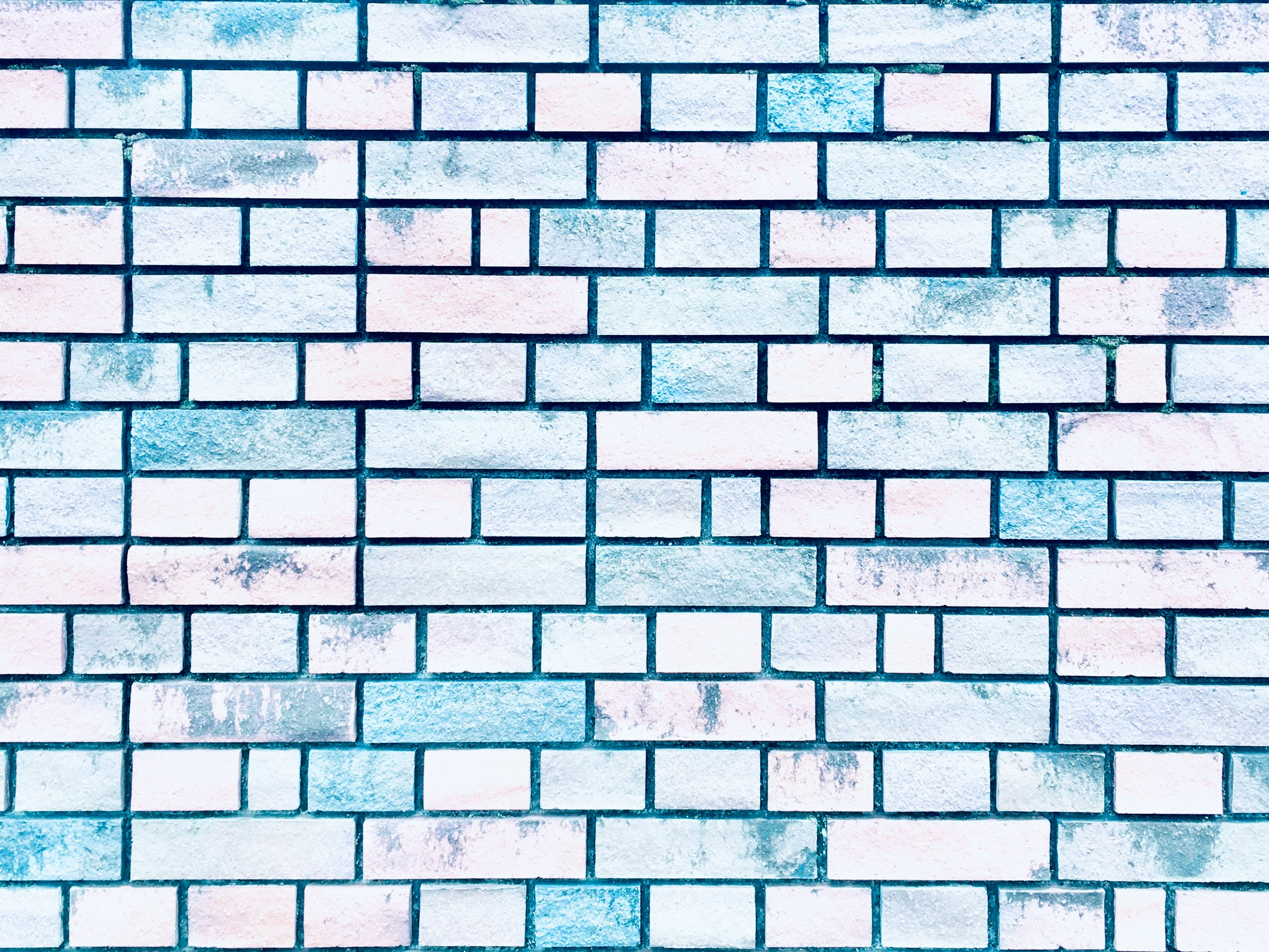 blue brick wall texture and mortar lines