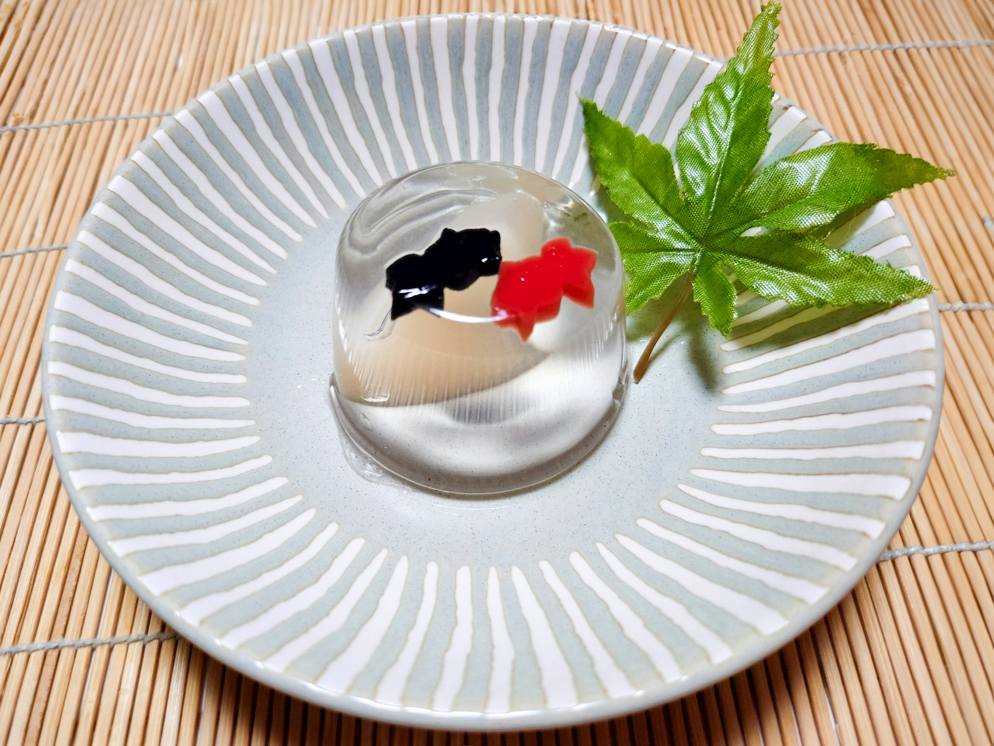 goldfish-shaped jelly dessert on a plate