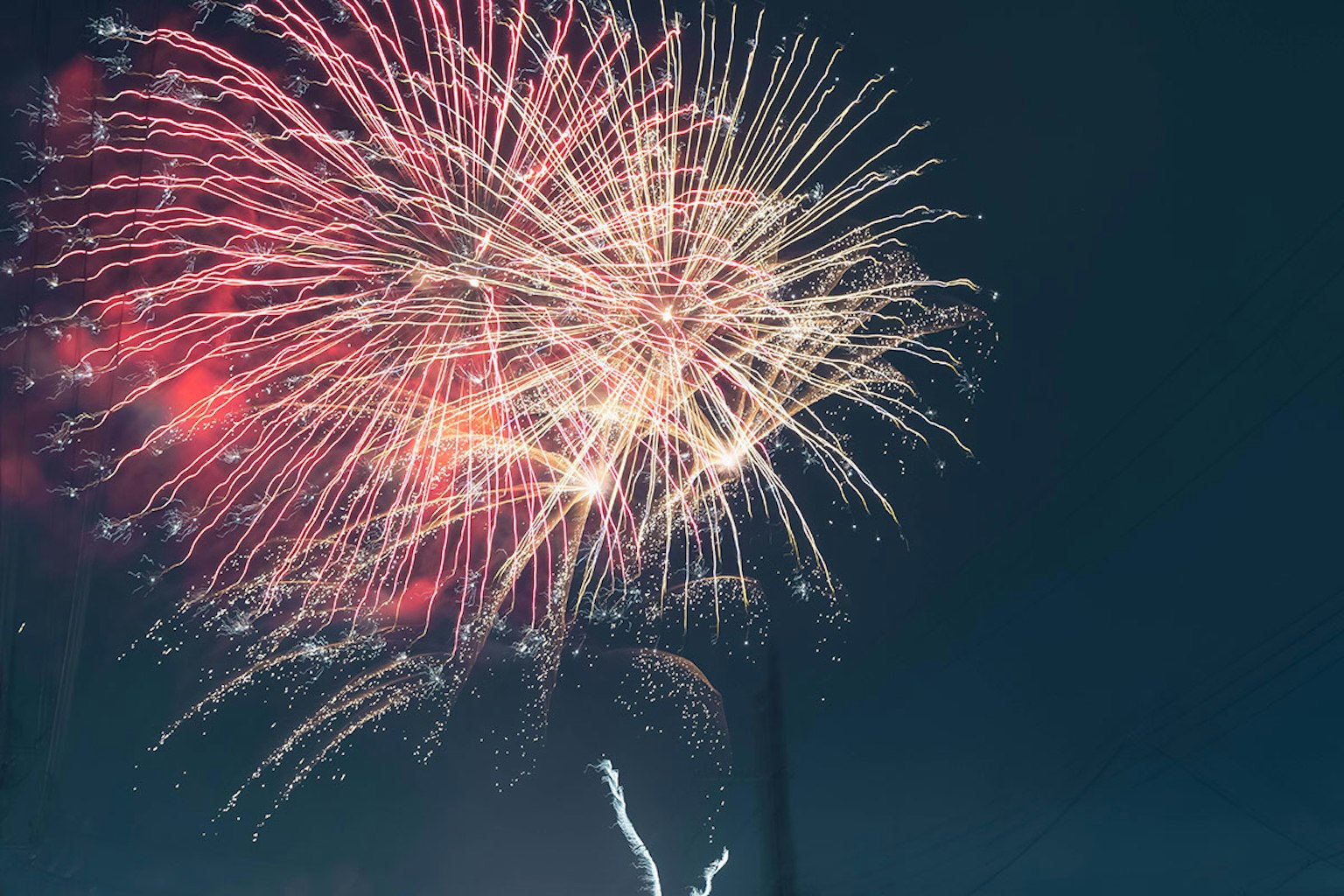 Beautiful fireworks display in the night sky