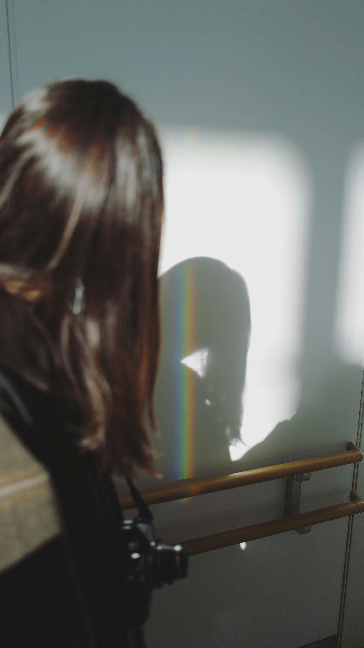 镜子前从背后看见的女性