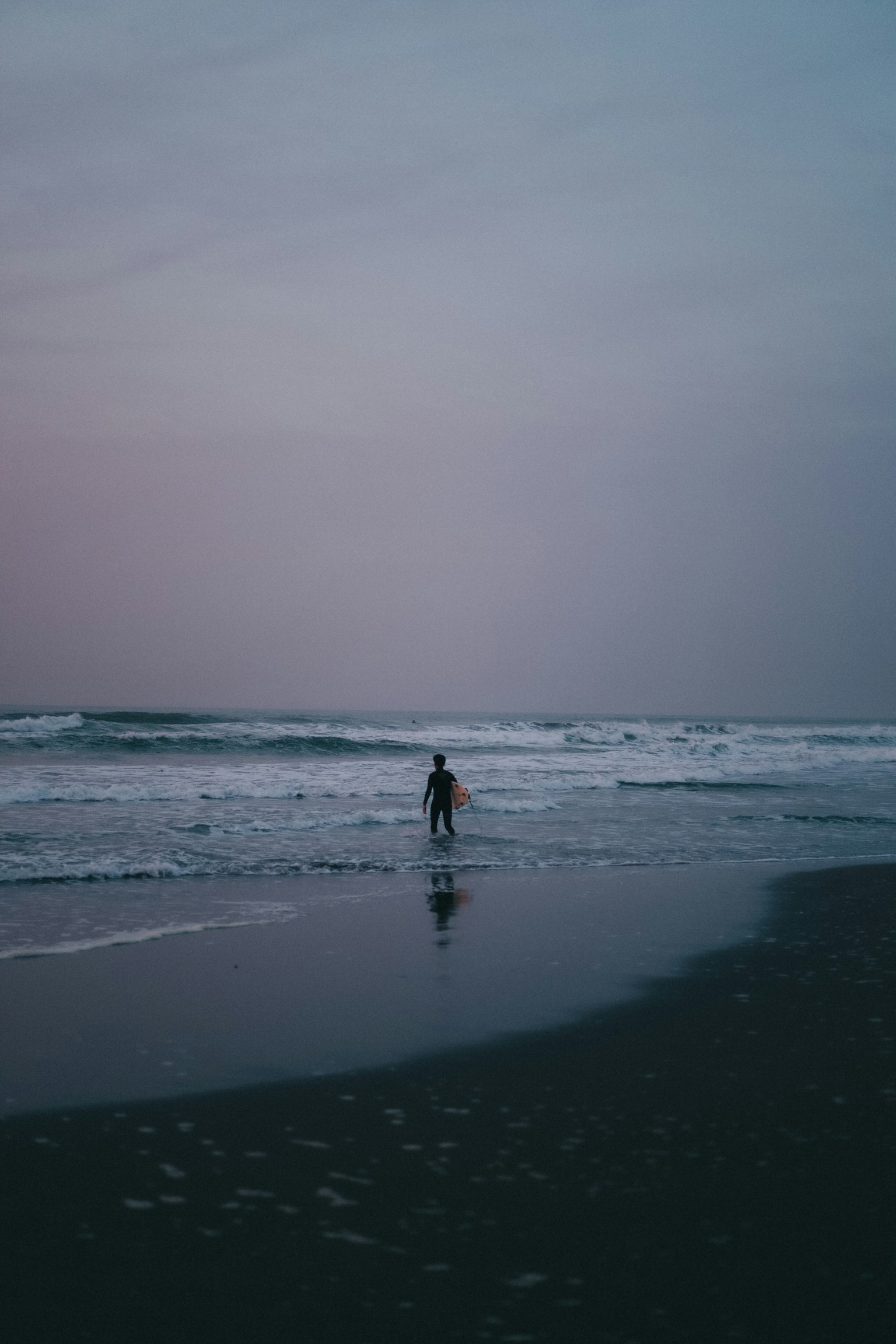 海滩上拿着冲浪板的人的轮廓