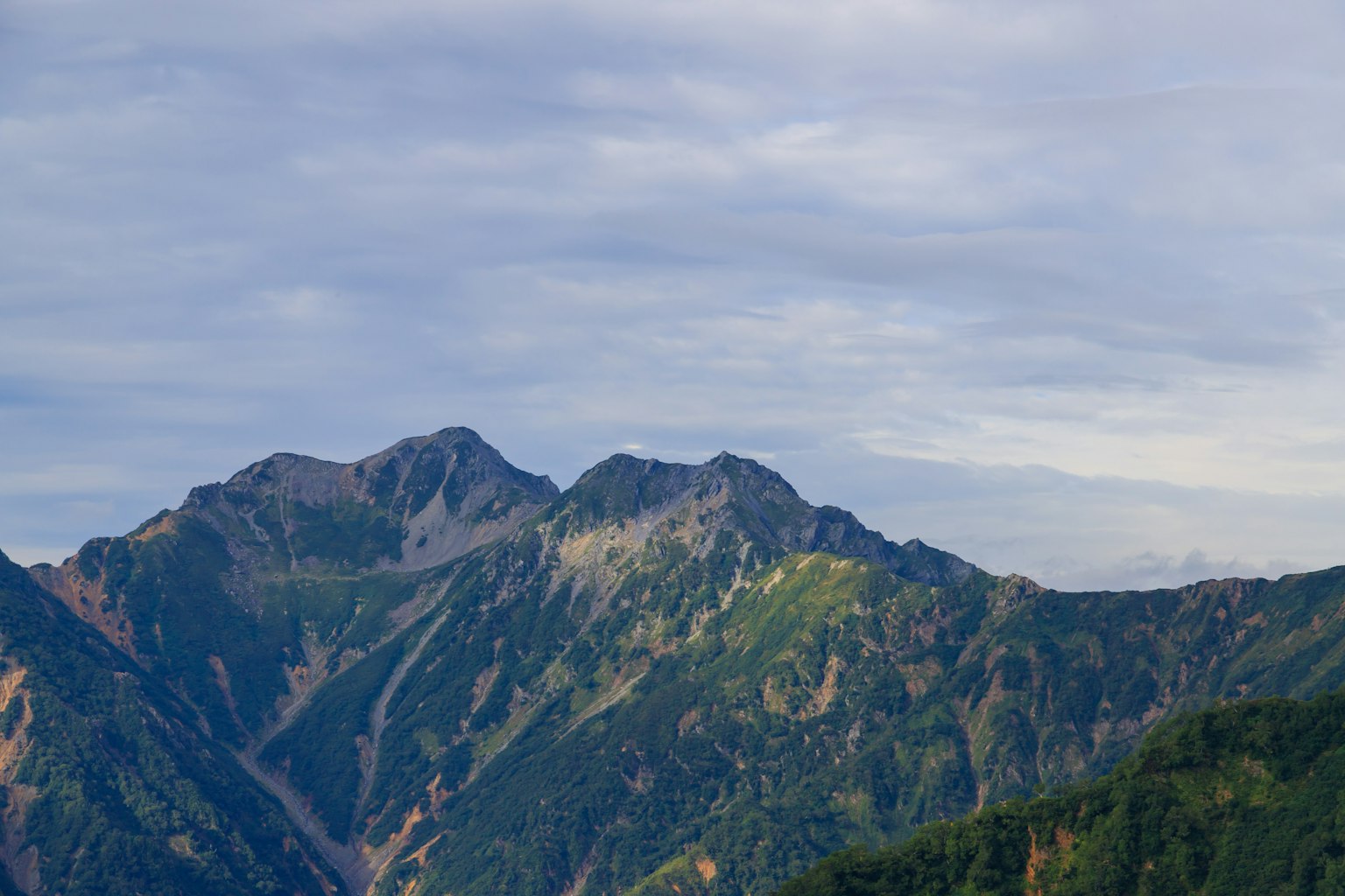 蓝天之下的绿色山脉风景