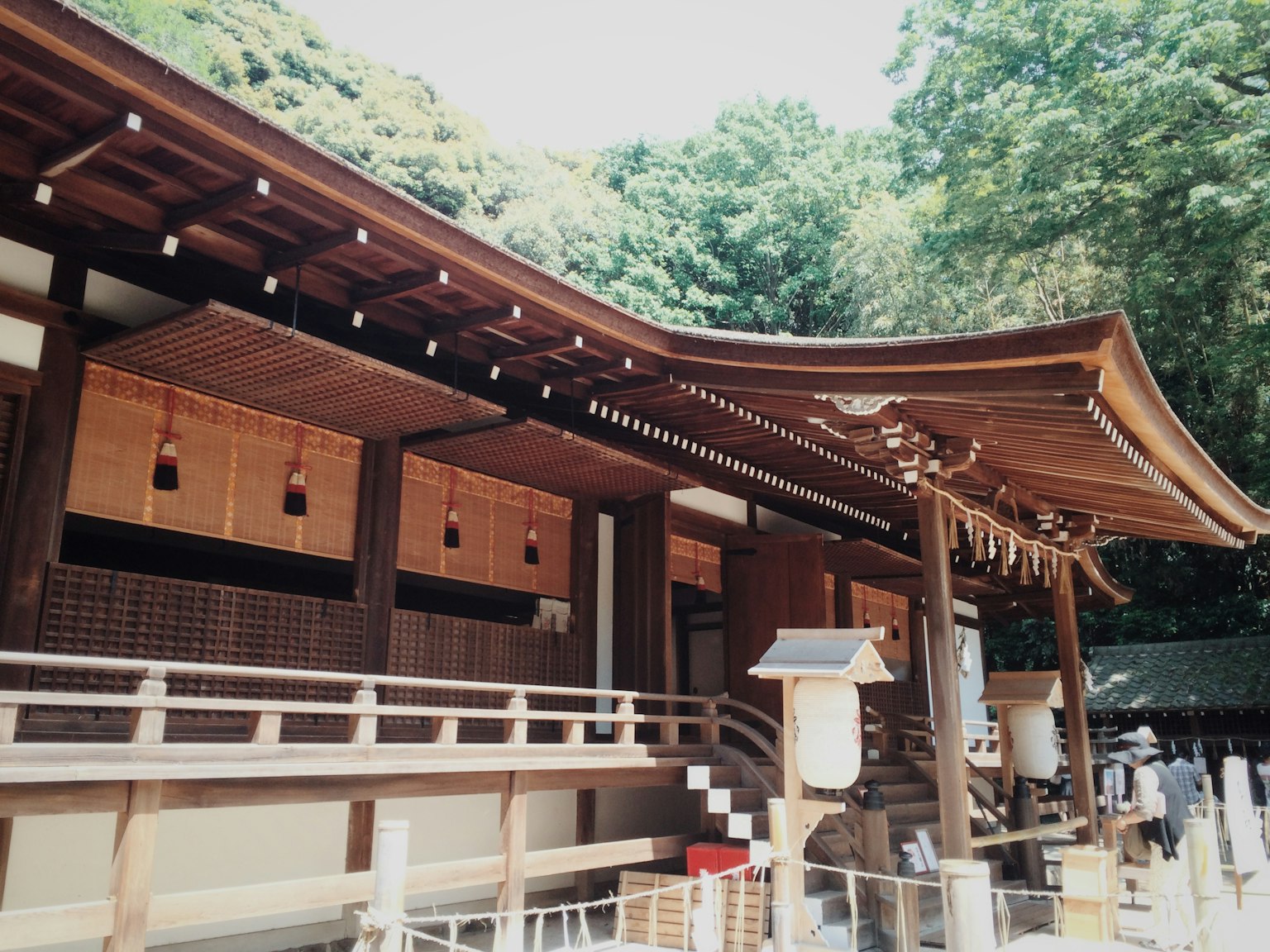 Beautiful shrine building surrounded by lush greenery