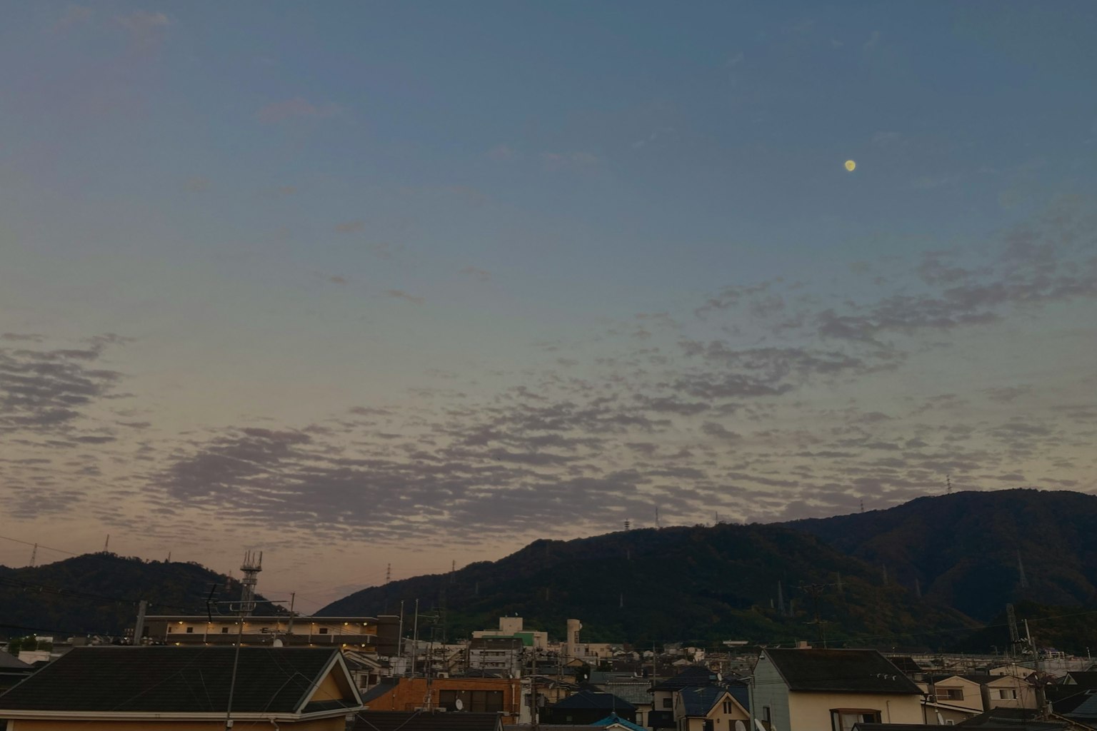 Twilight sky with clouds and mountain view