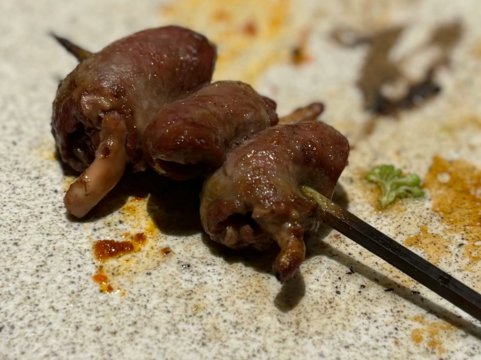grilled yakitori skewers on a plate