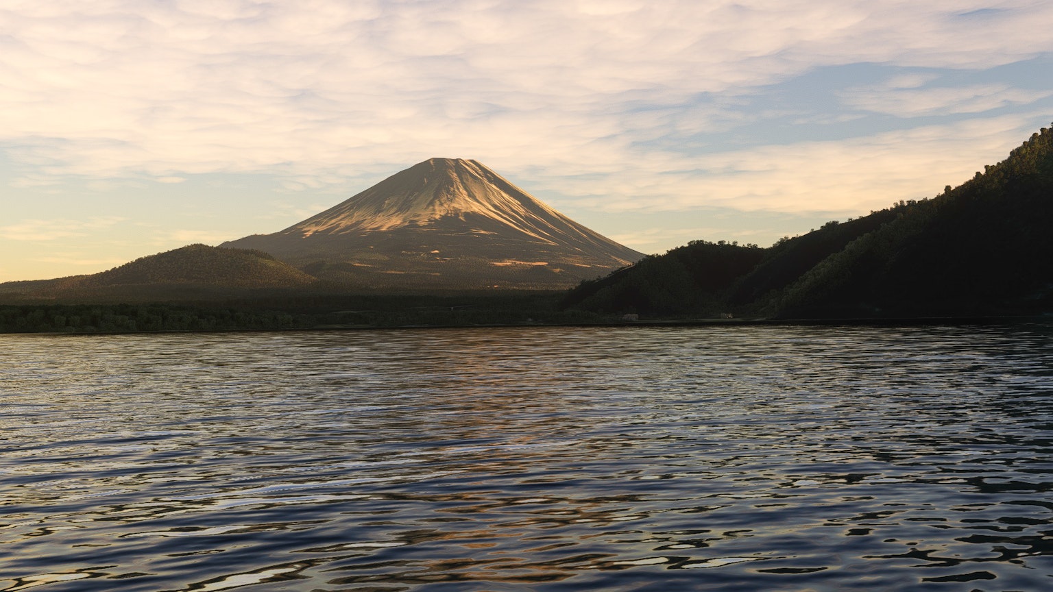 Vue panoramique d'une montagne et d'un lac