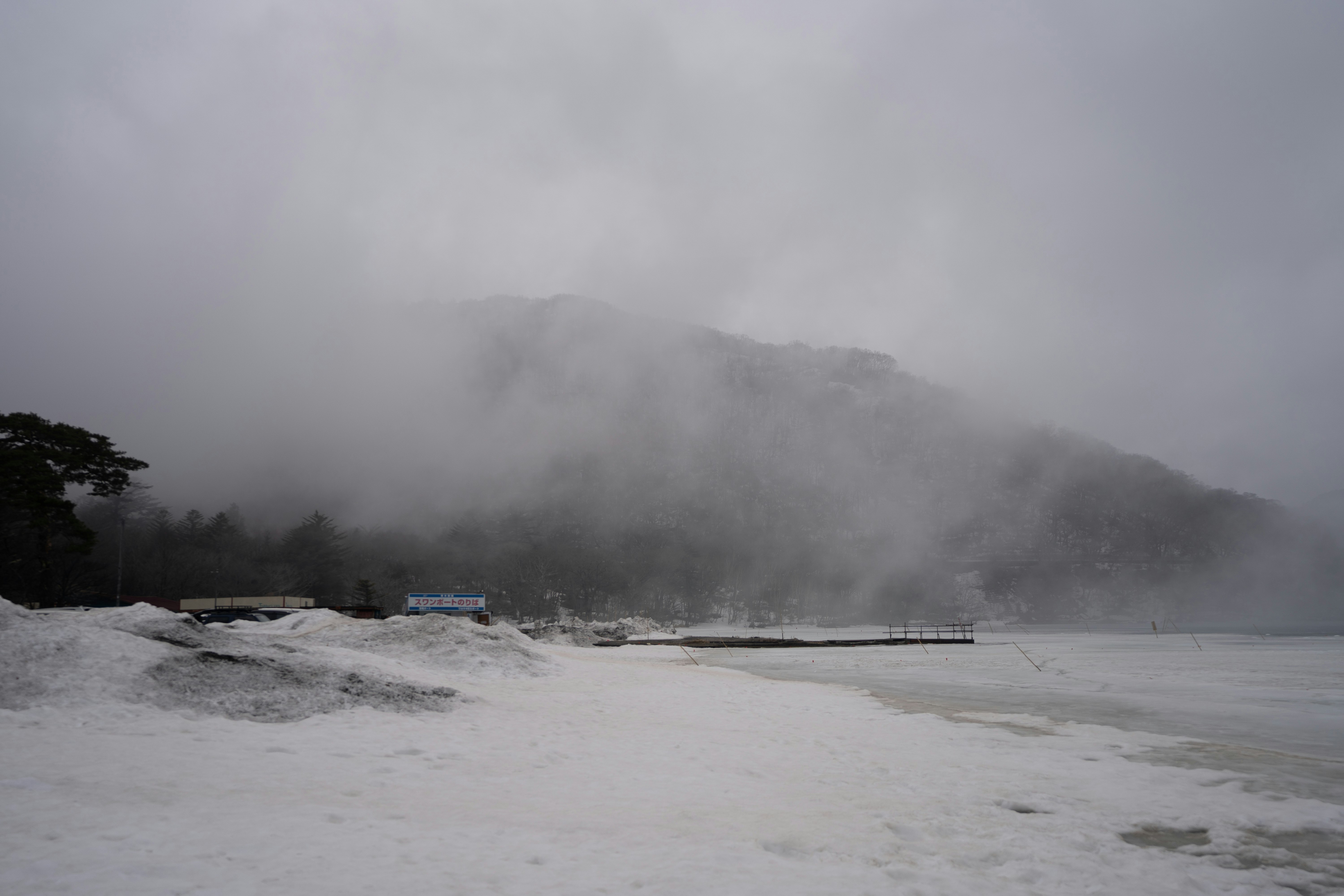 霧氣籠罩的風暴海灘與翻湧浪花及沙灘