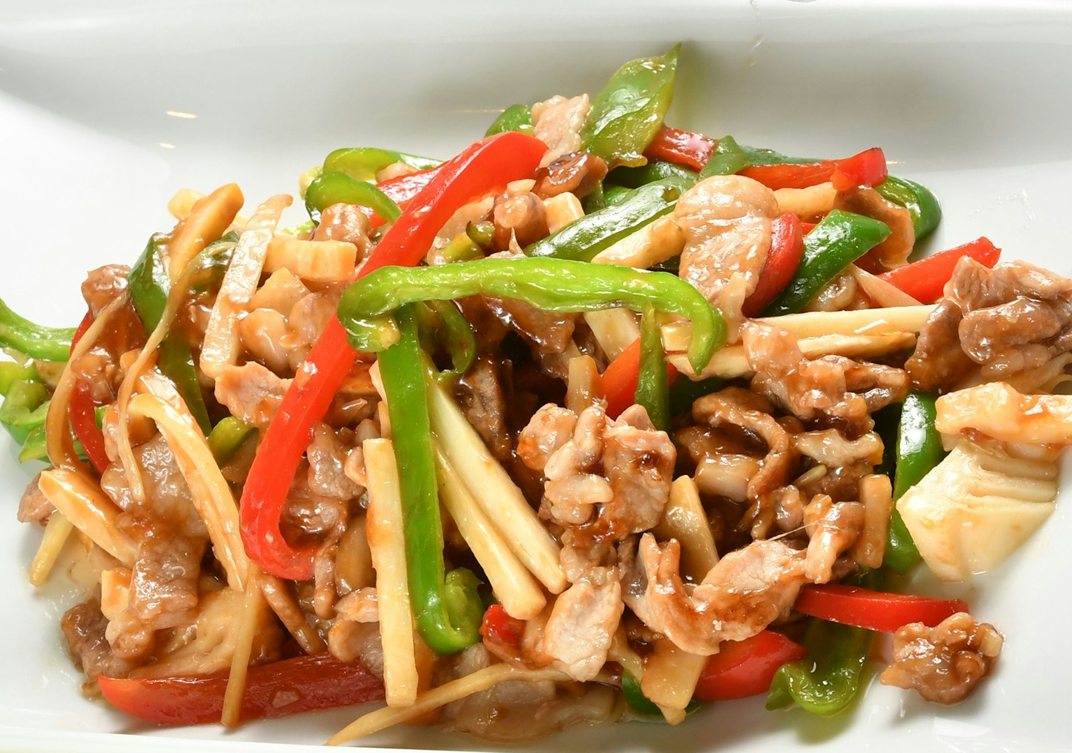Stir-fried dish with colorful vegetables and meat