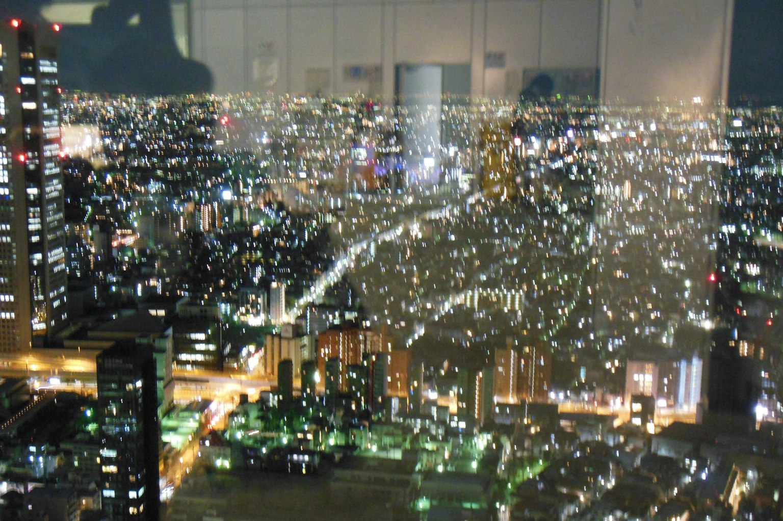 Night cityscape view from a high-rise building
