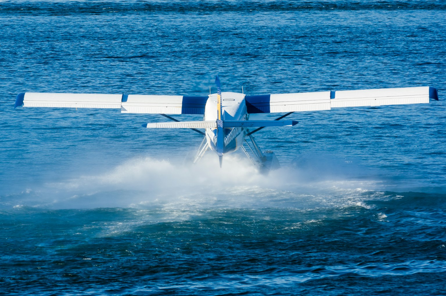 Wasserflugzeug, das vom Wasser abhebt