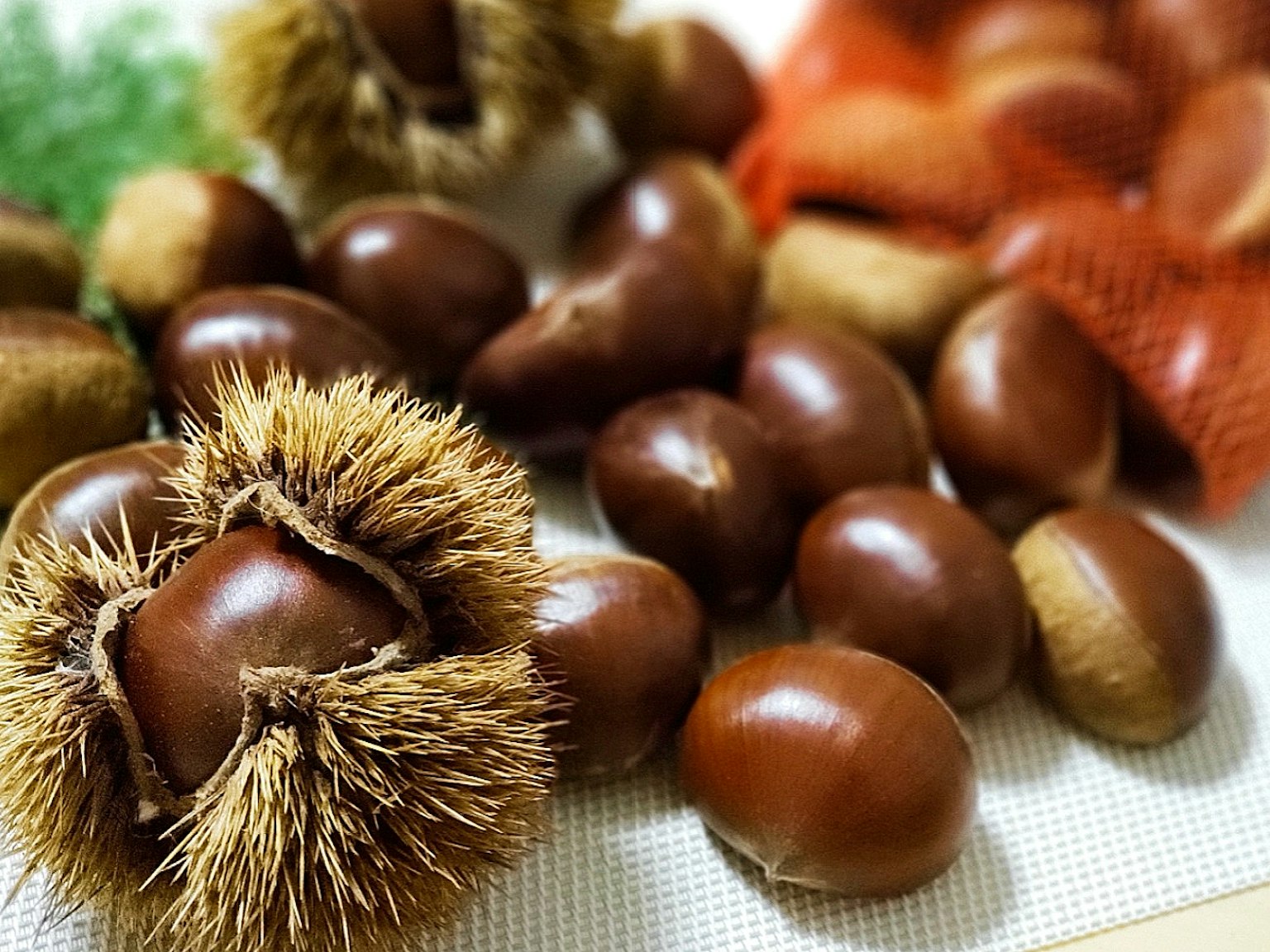 栗子与壳散落的图像