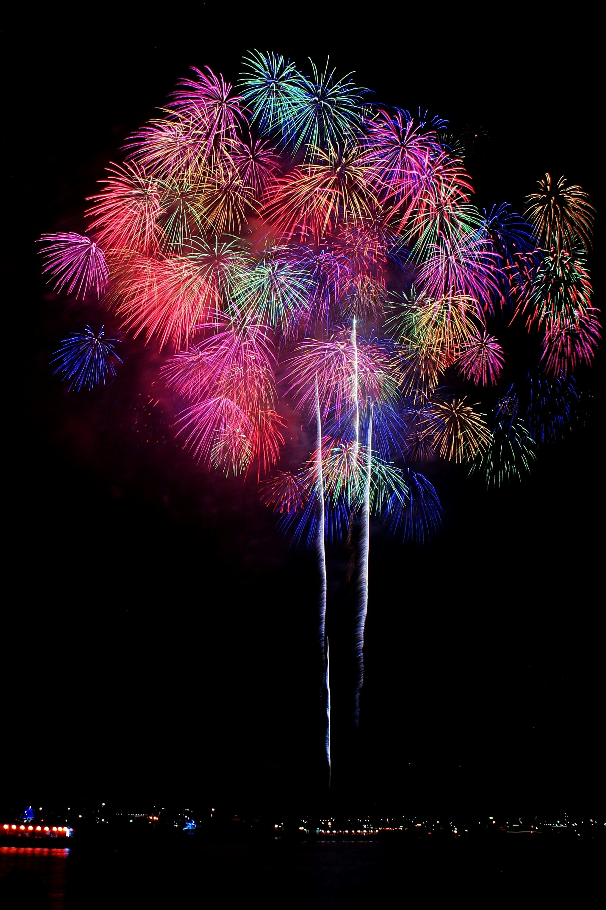 黒い夜空に咲く色とりどりの花火