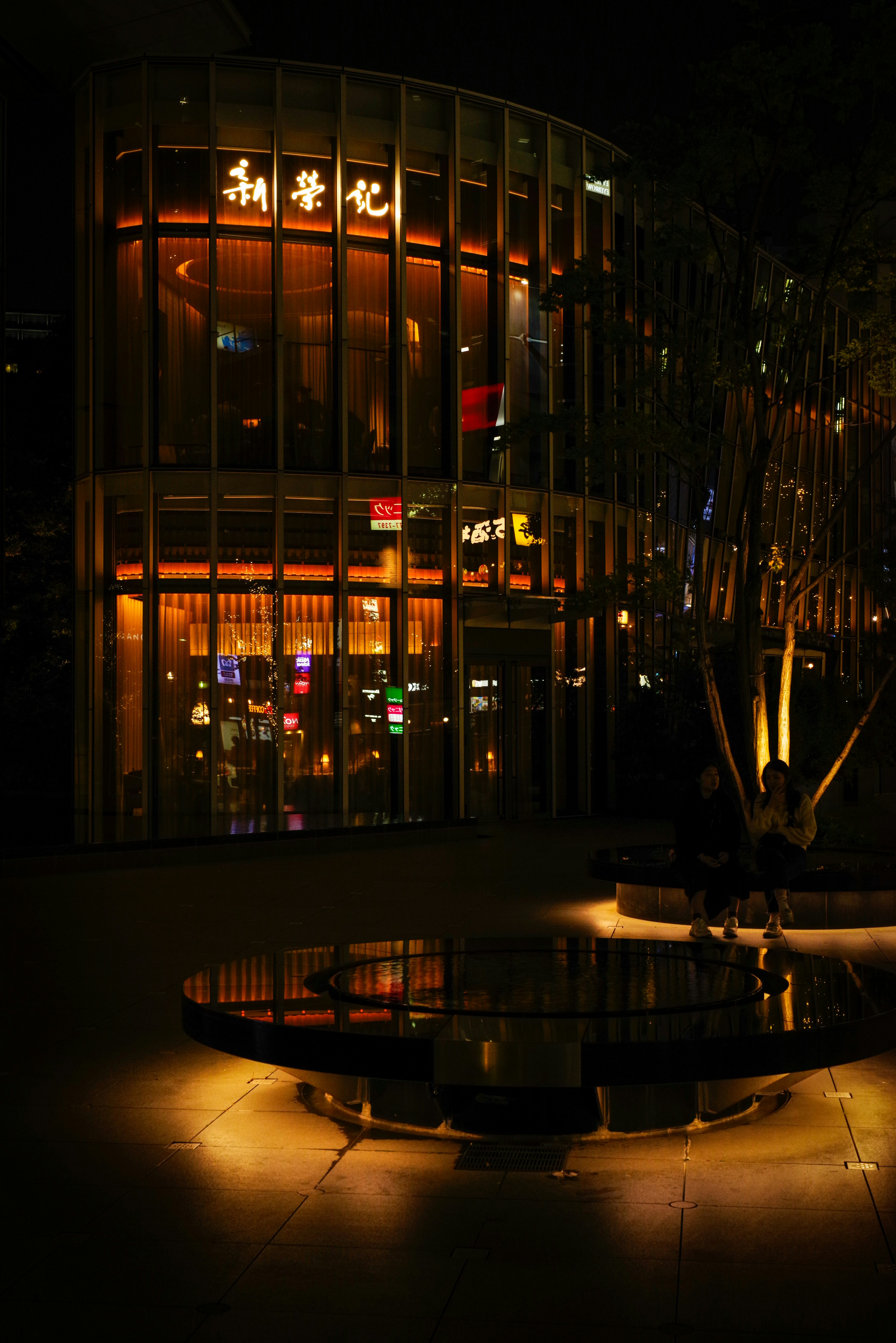 赤坂夜晚高端中餐馆外立面与霓虹灯街景