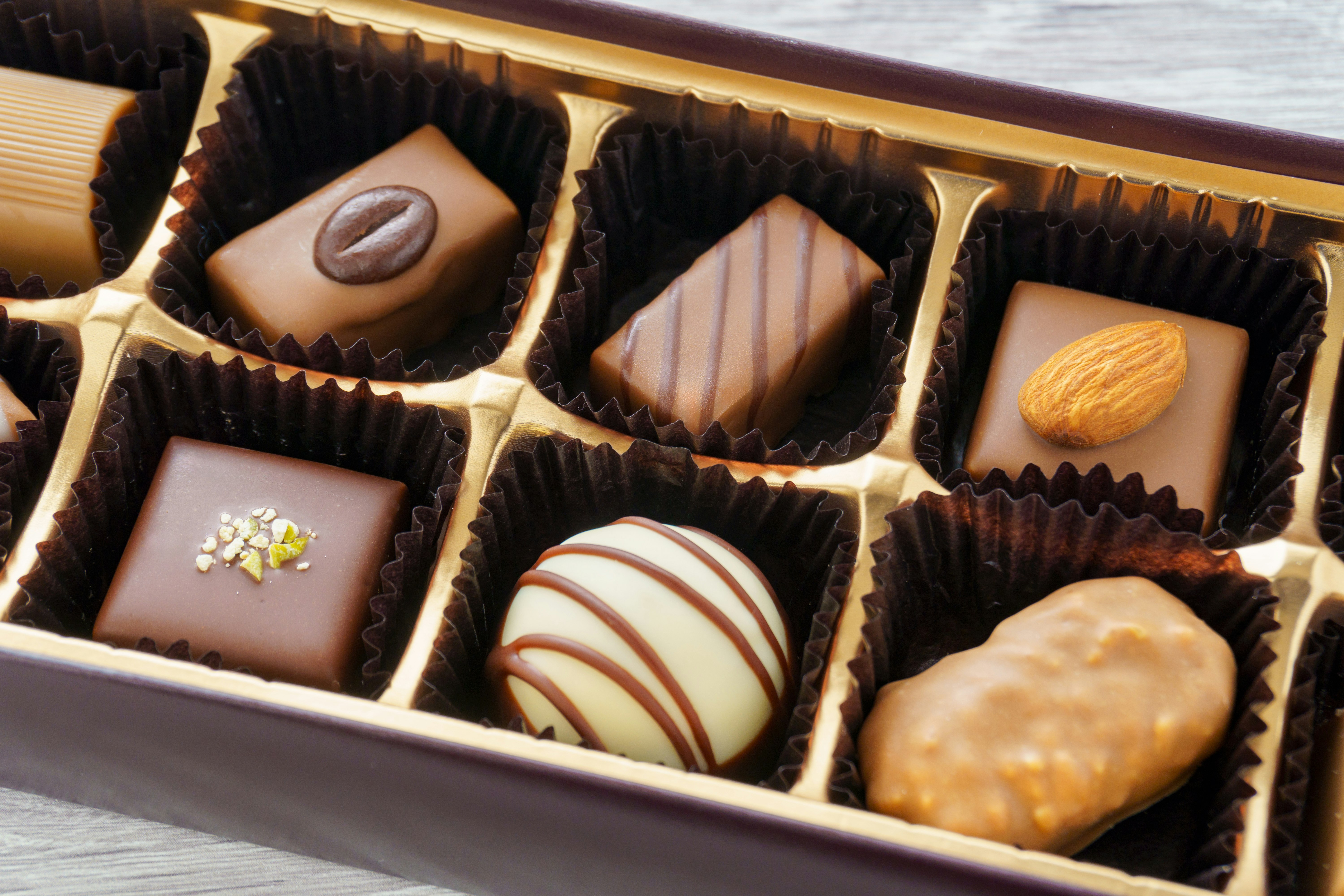 assorted chocolates in a gift box