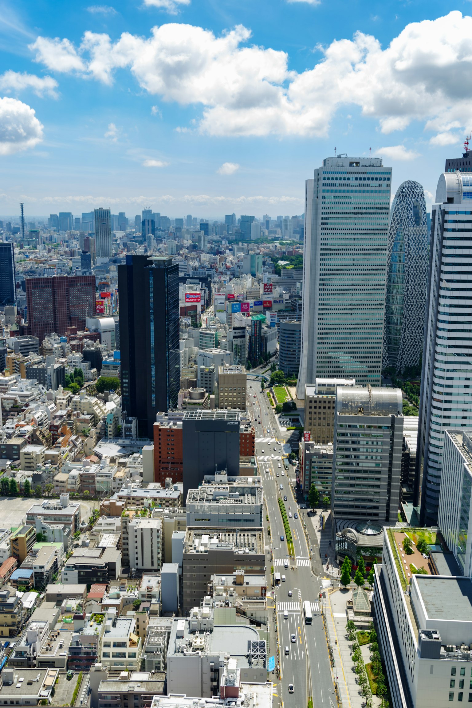 Vista aerea di Tokyo con grattacieli e cielo blu