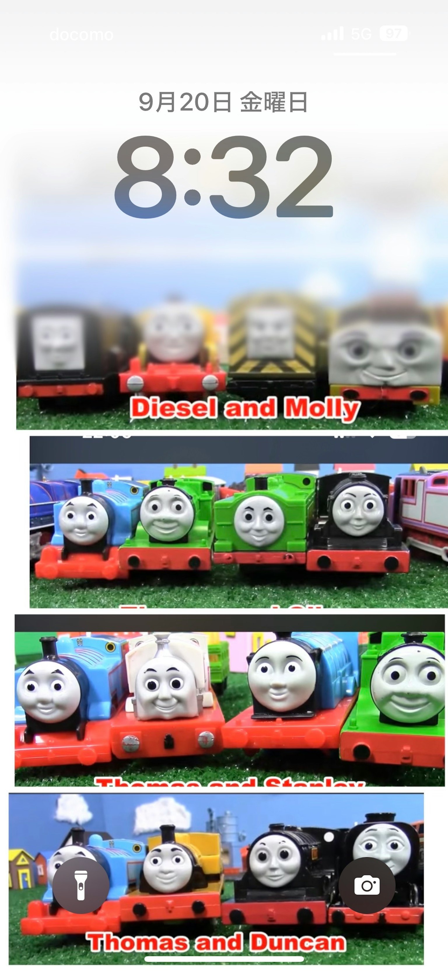 Image des personnages de Thomas et ses amis alignés ensemble