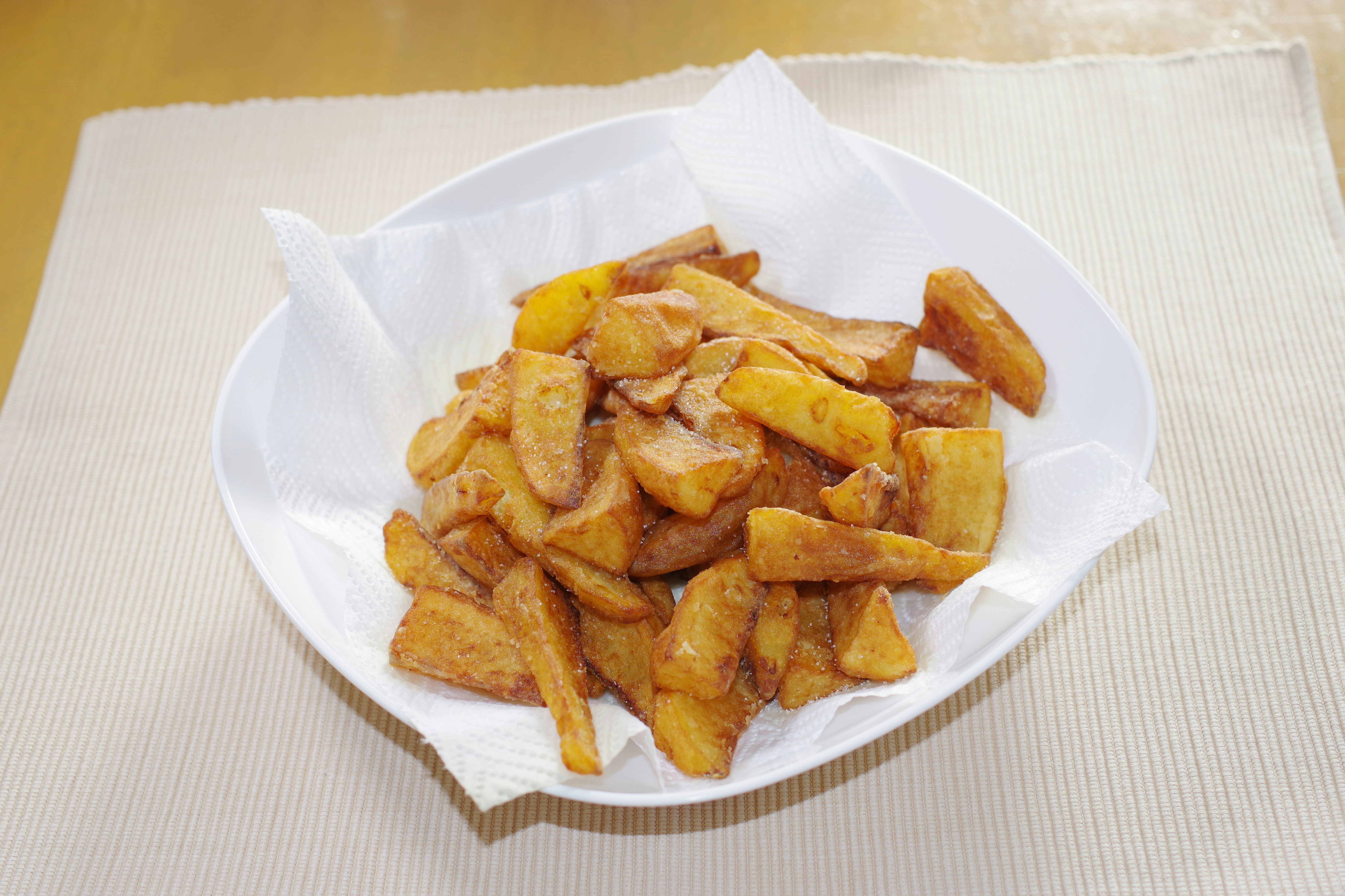 Plate of fried potato slices