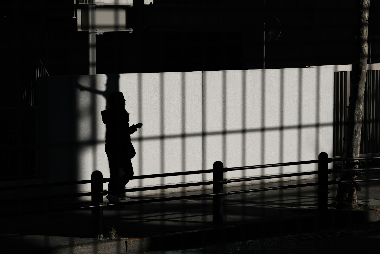 ภาพเงาของบุคคลที่มีฉากหลังเป็นเงาและแสง