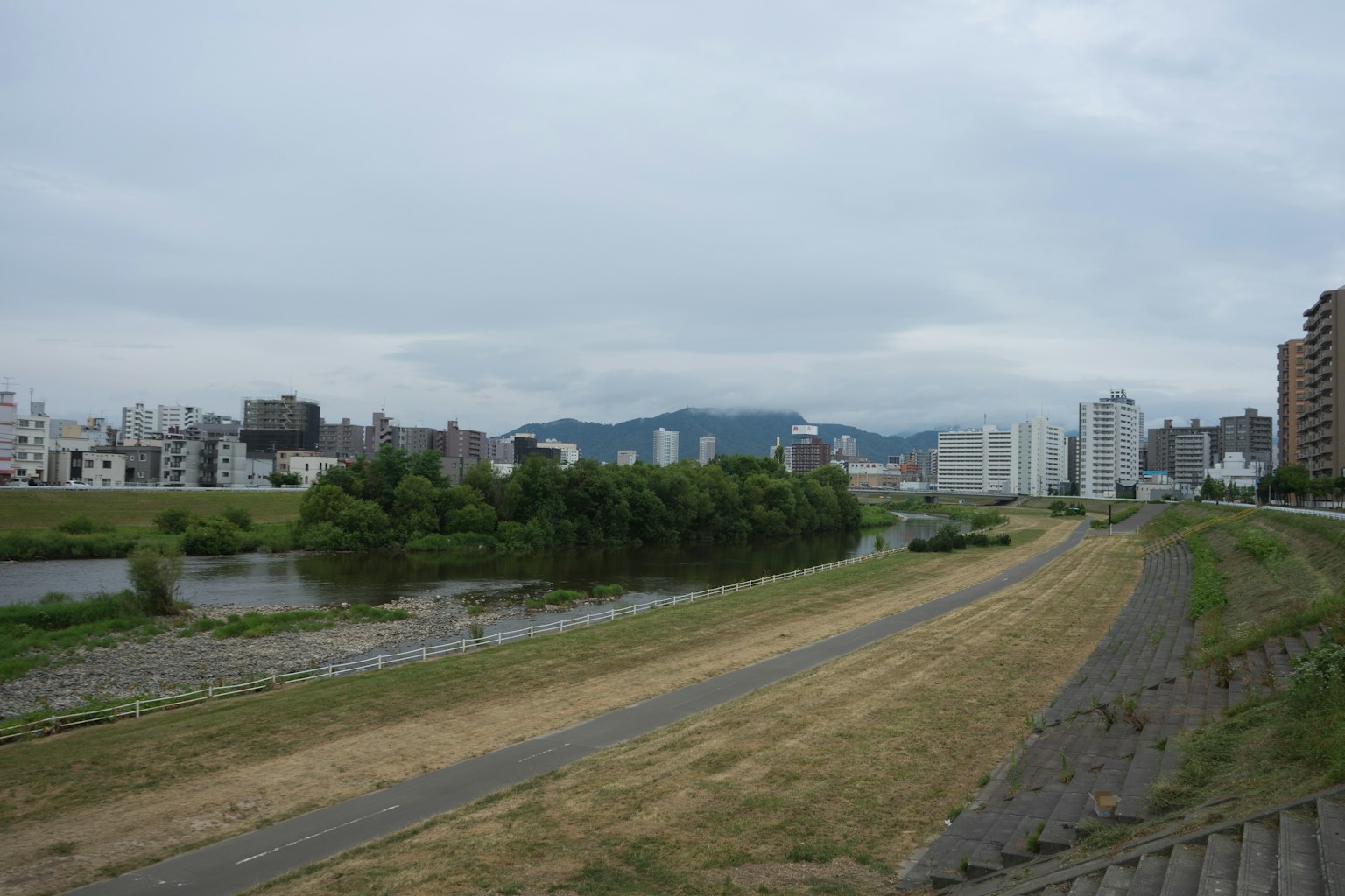 Paysage urbain avec une rivière et des immeubles de grande hauteur