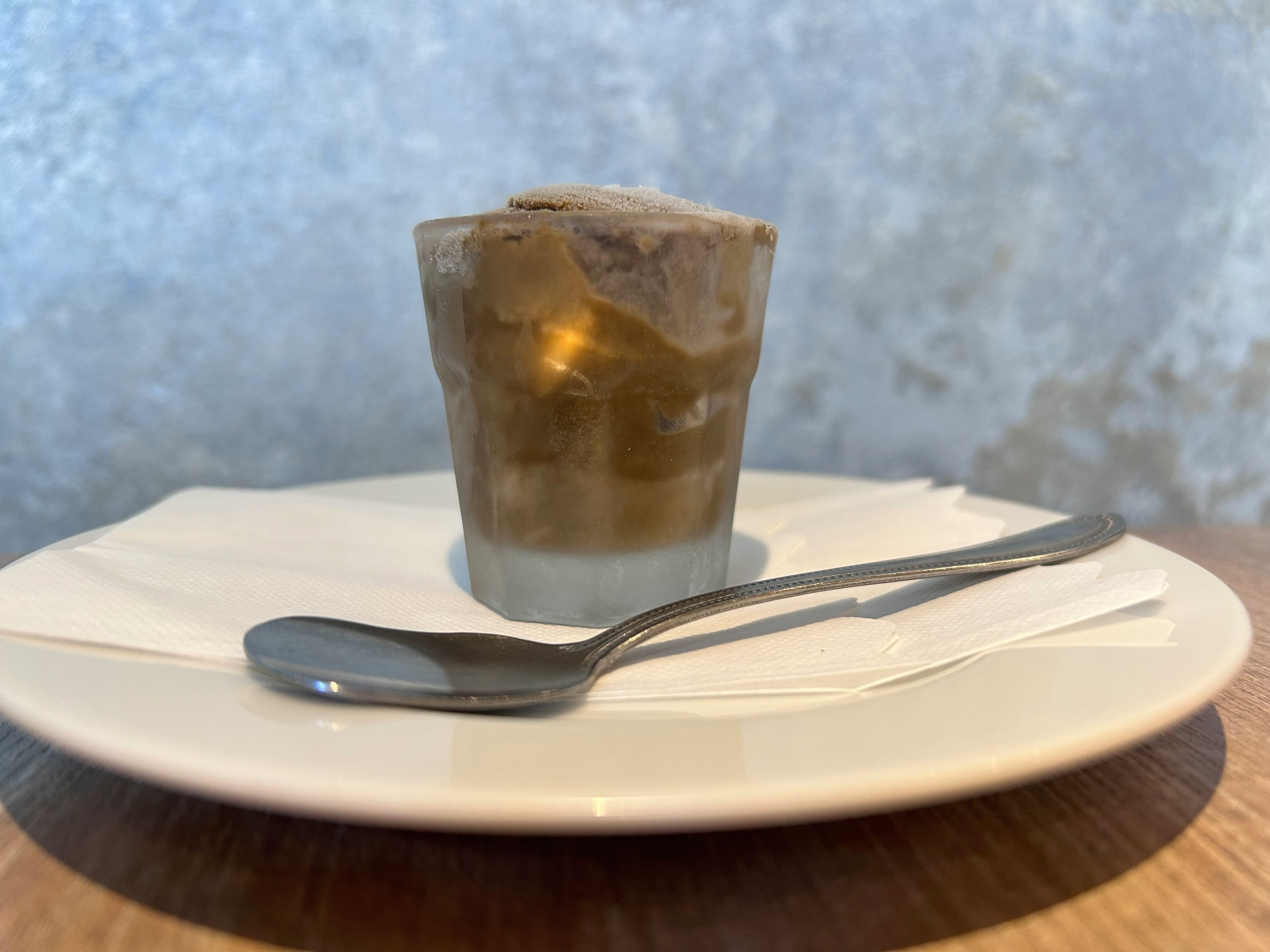 Hojicha soft-serve ice cream dessert on a plate image