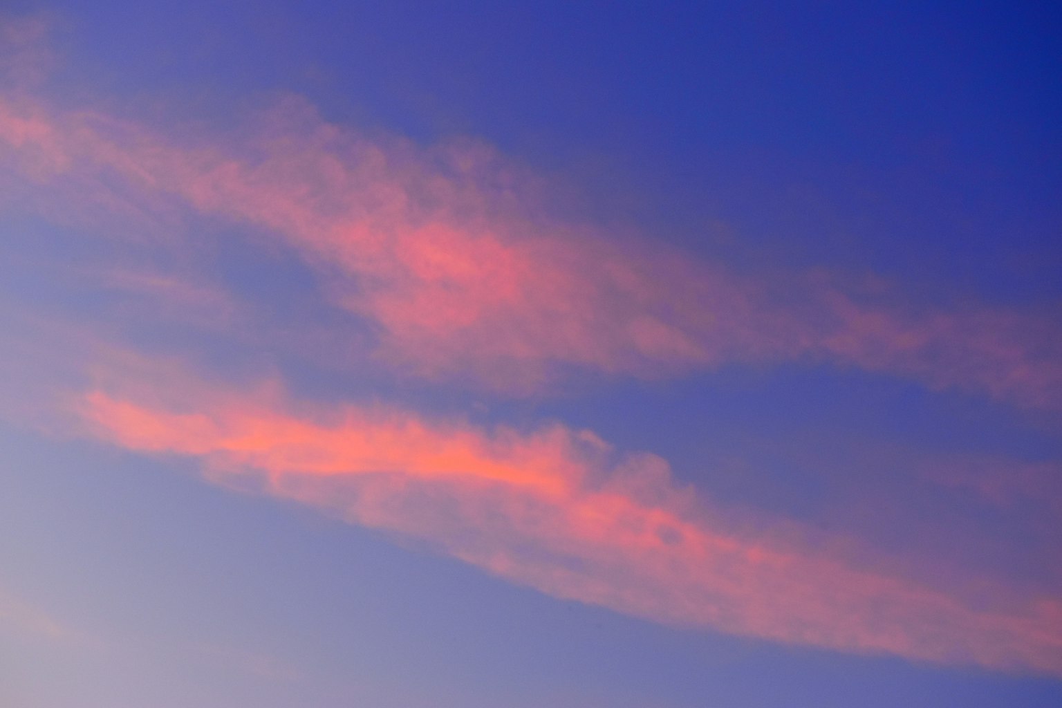 Nubes rosas delgadas flotando en un cielo azul