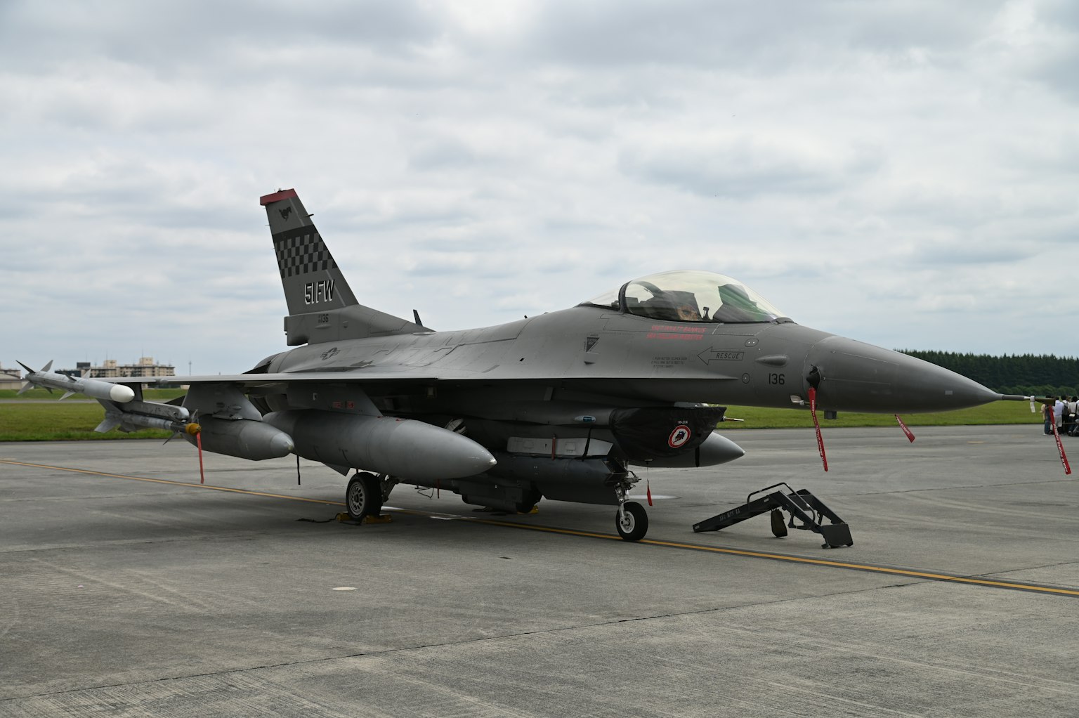 F-16 fighter jet parked on the runway