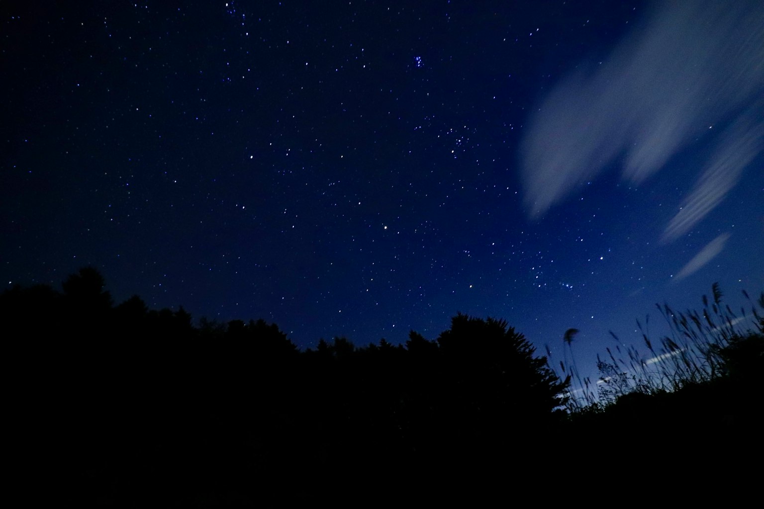 Langit malam dipenuhi bintang dan awan melayang