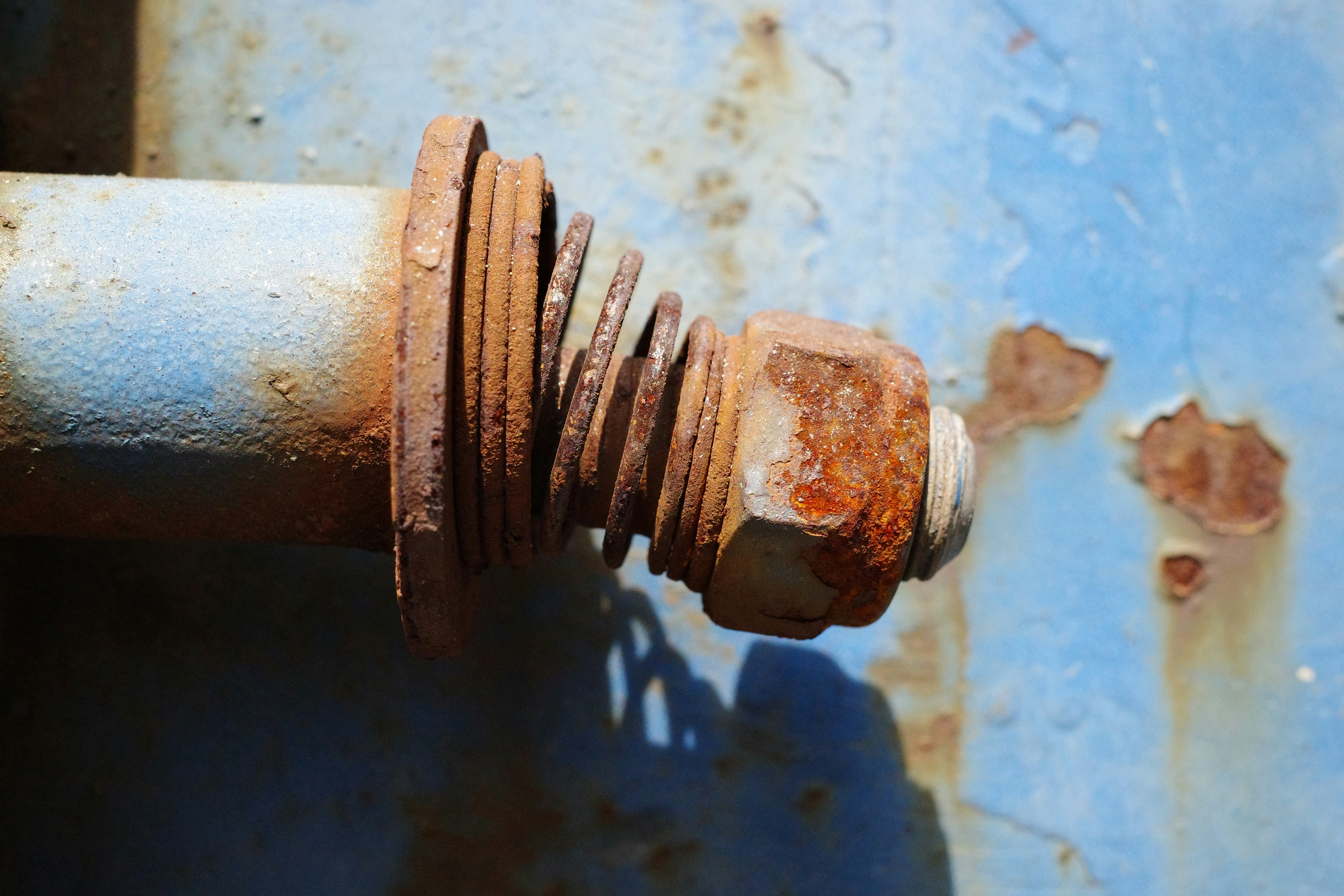 rusty metal bolt and washer joint
