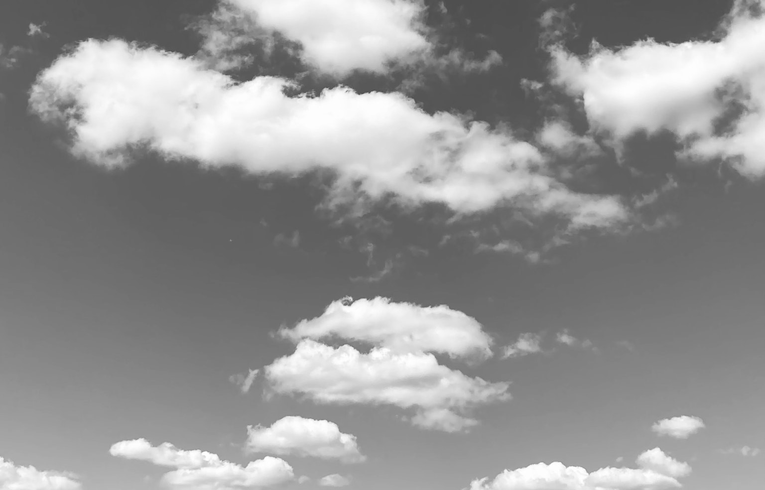 黑白天空中漂浮的各種形狀的白雲