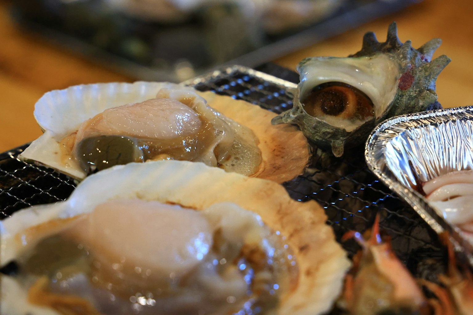 Close-up of fresh shellfish and shells