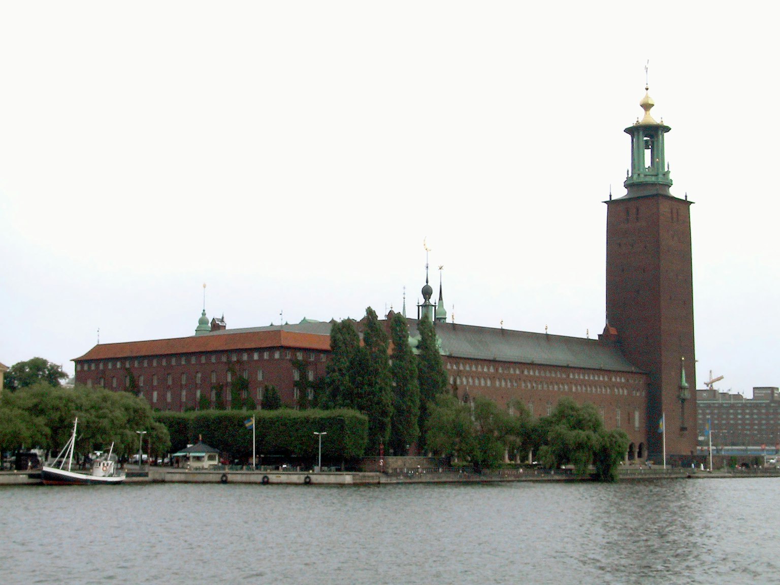 Impressive facade of Stockholm City Hall and its distinctive tower