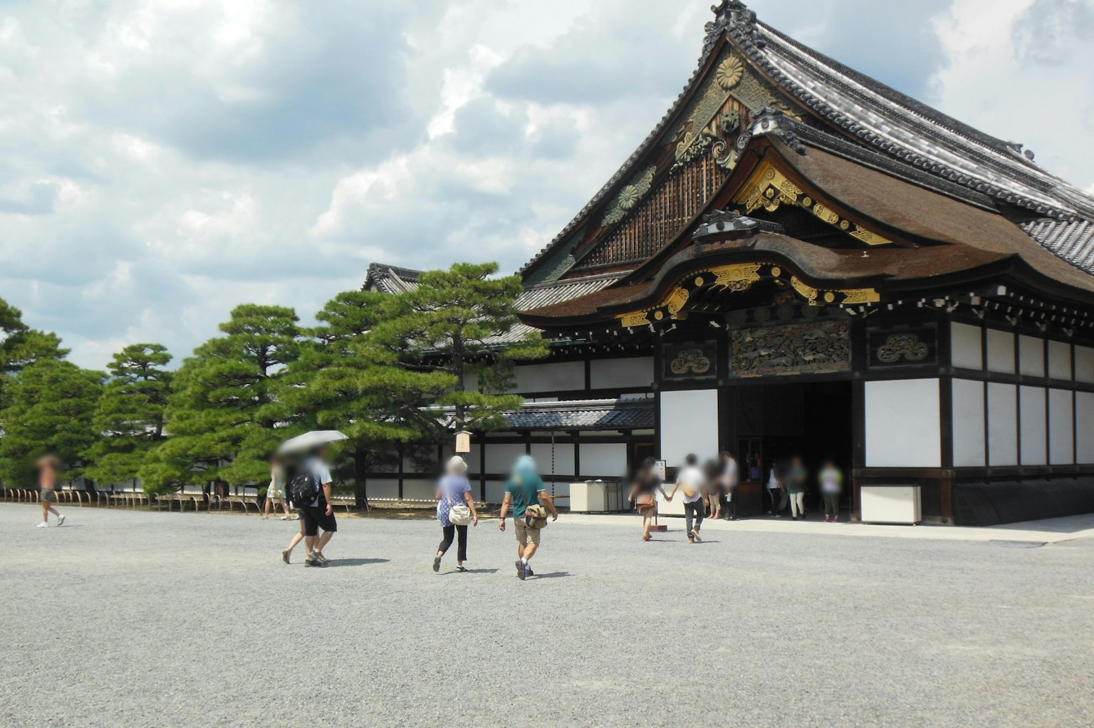Nijo Castle in Kyoto with visitors walking