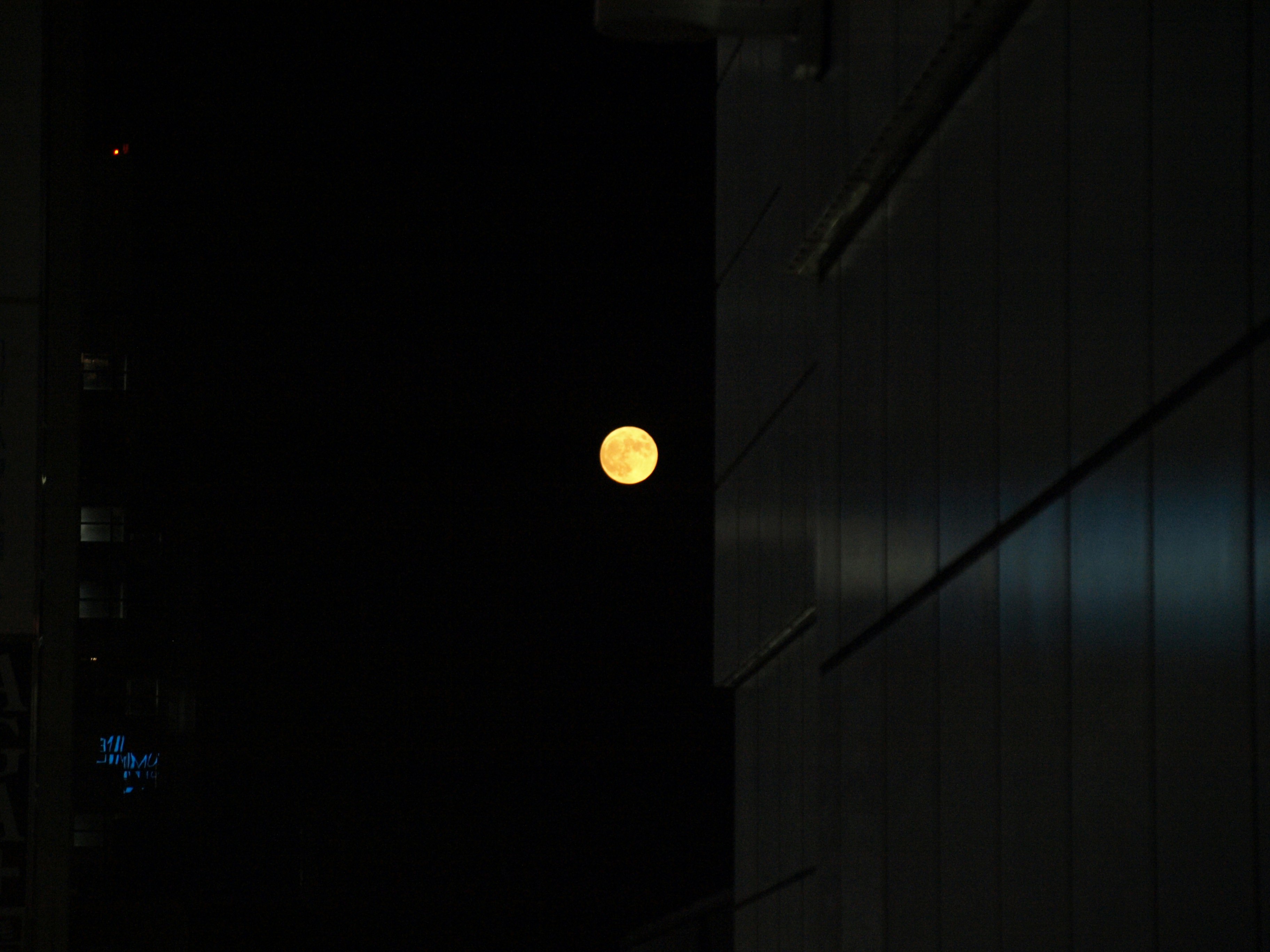 Night alley scene with building walls and moonlight