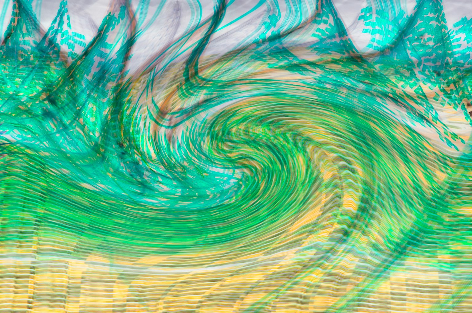 Abstract image featuring swirling patterns of green and yellow