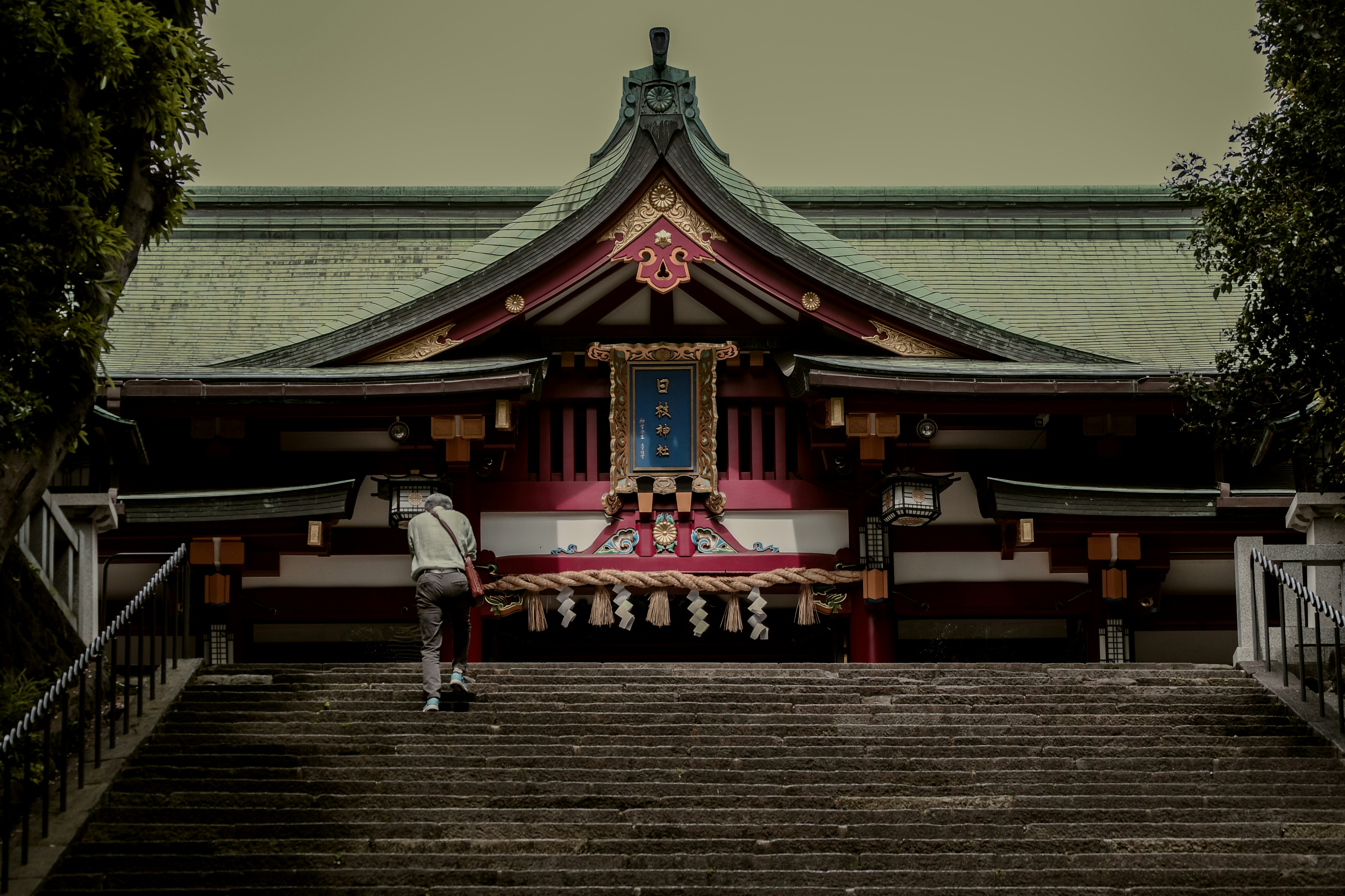 日枝神社の石段と社殿正面