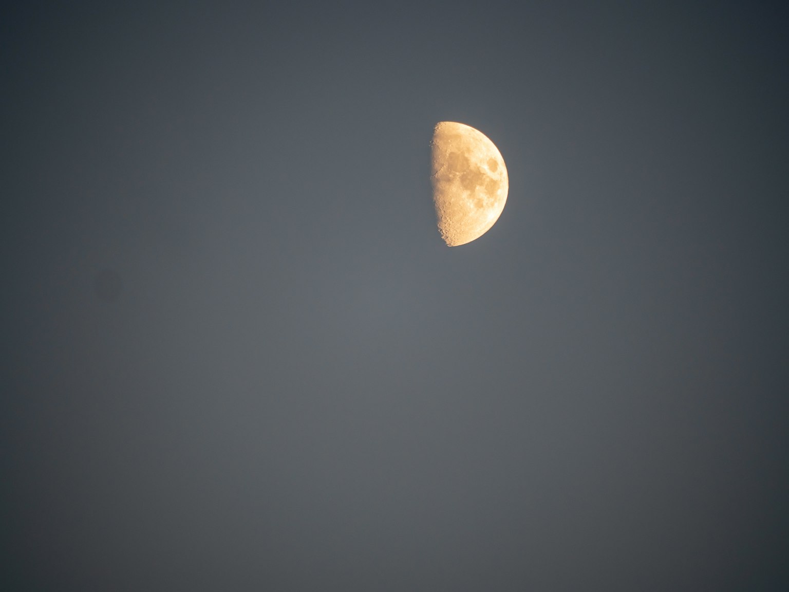 Bulan setengah di langit gelap