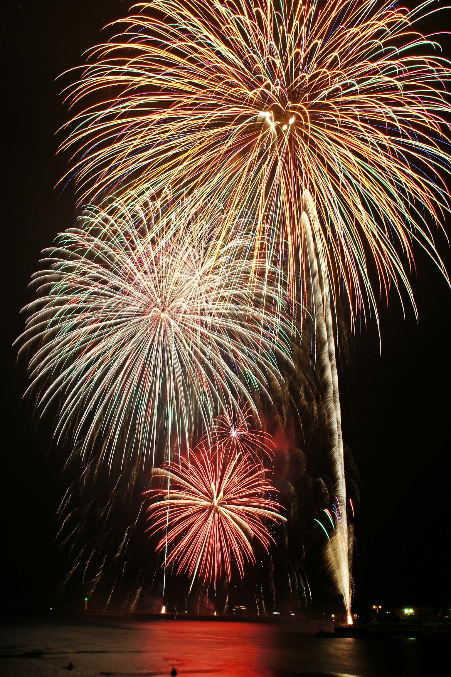 Colorful fireworks bursting in the night sky