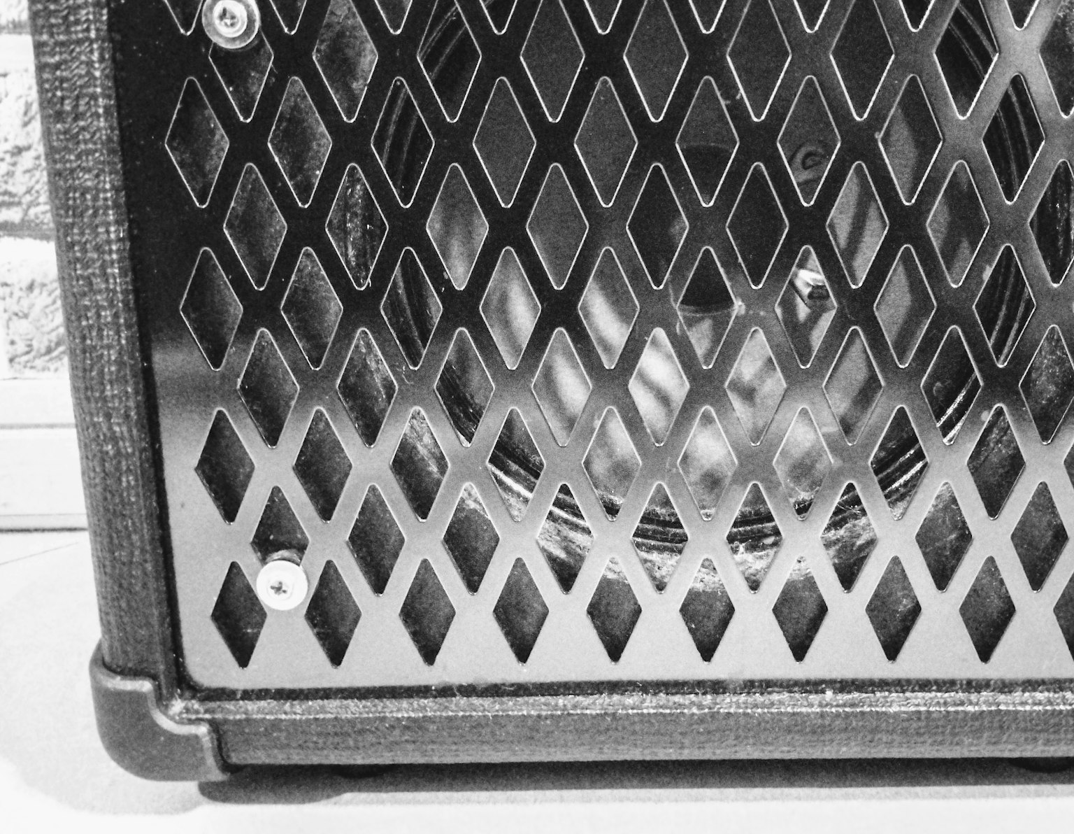 Close-up image of a speaker mesh grill