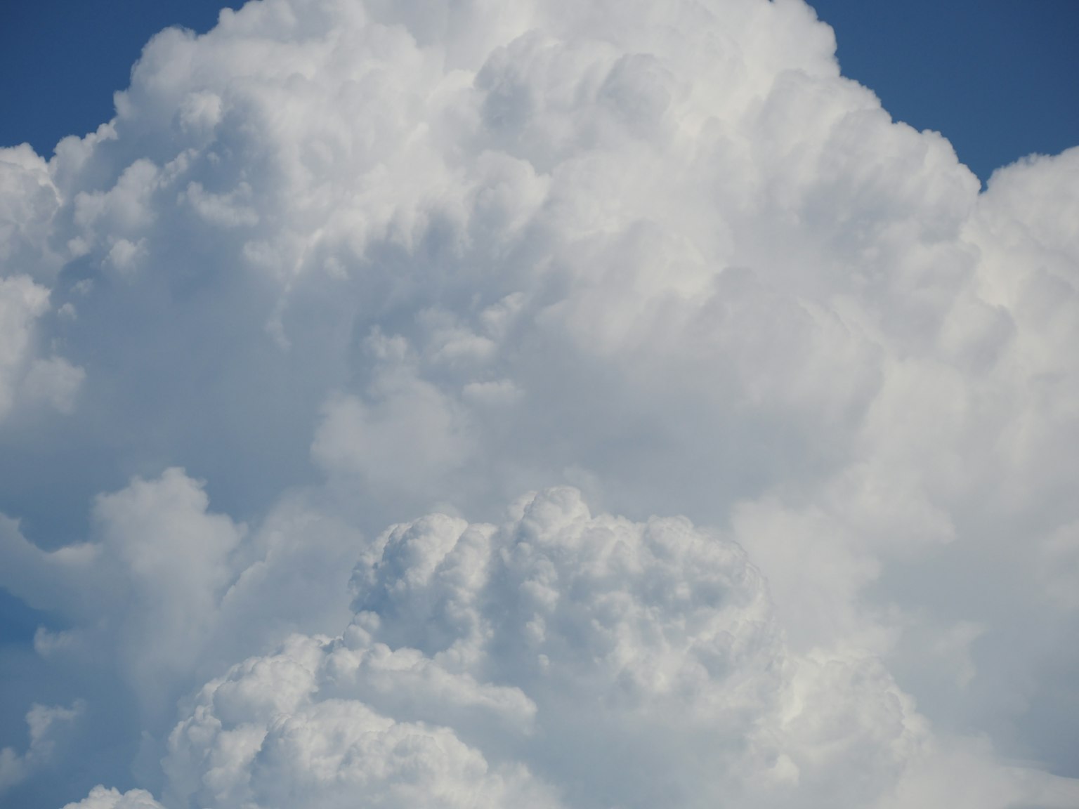 Awan putih berbulu di langit biru