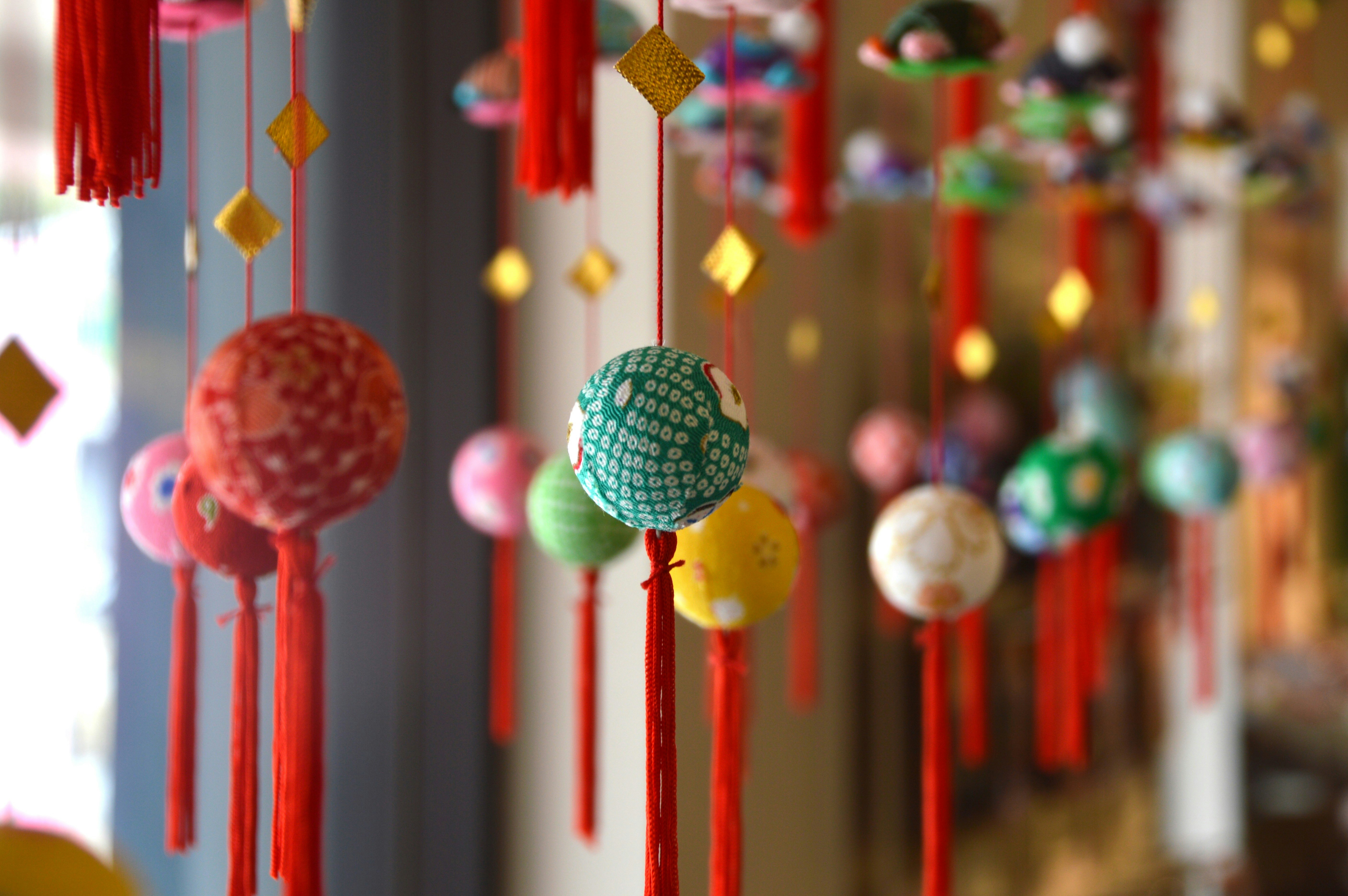 Decorazioni sagemon del festival Hinamatsuri di Yanagawa appese in fila immagine