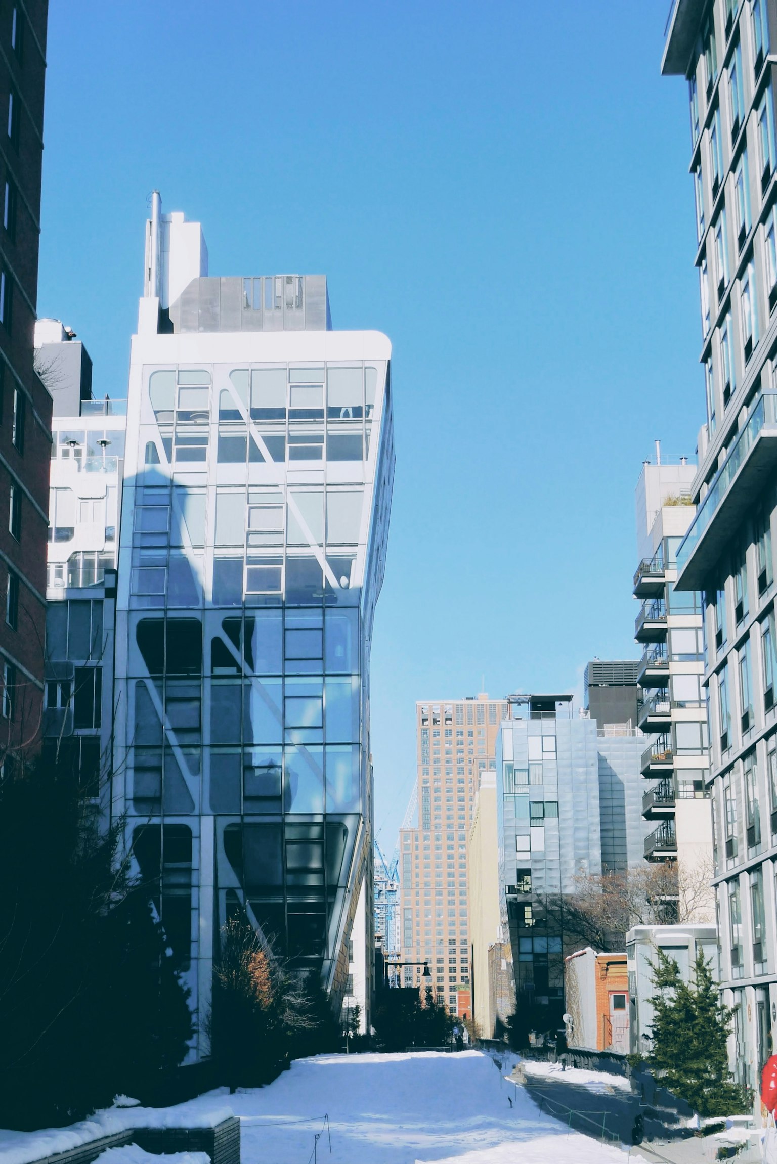 Modern building with blue sky in urban landscape