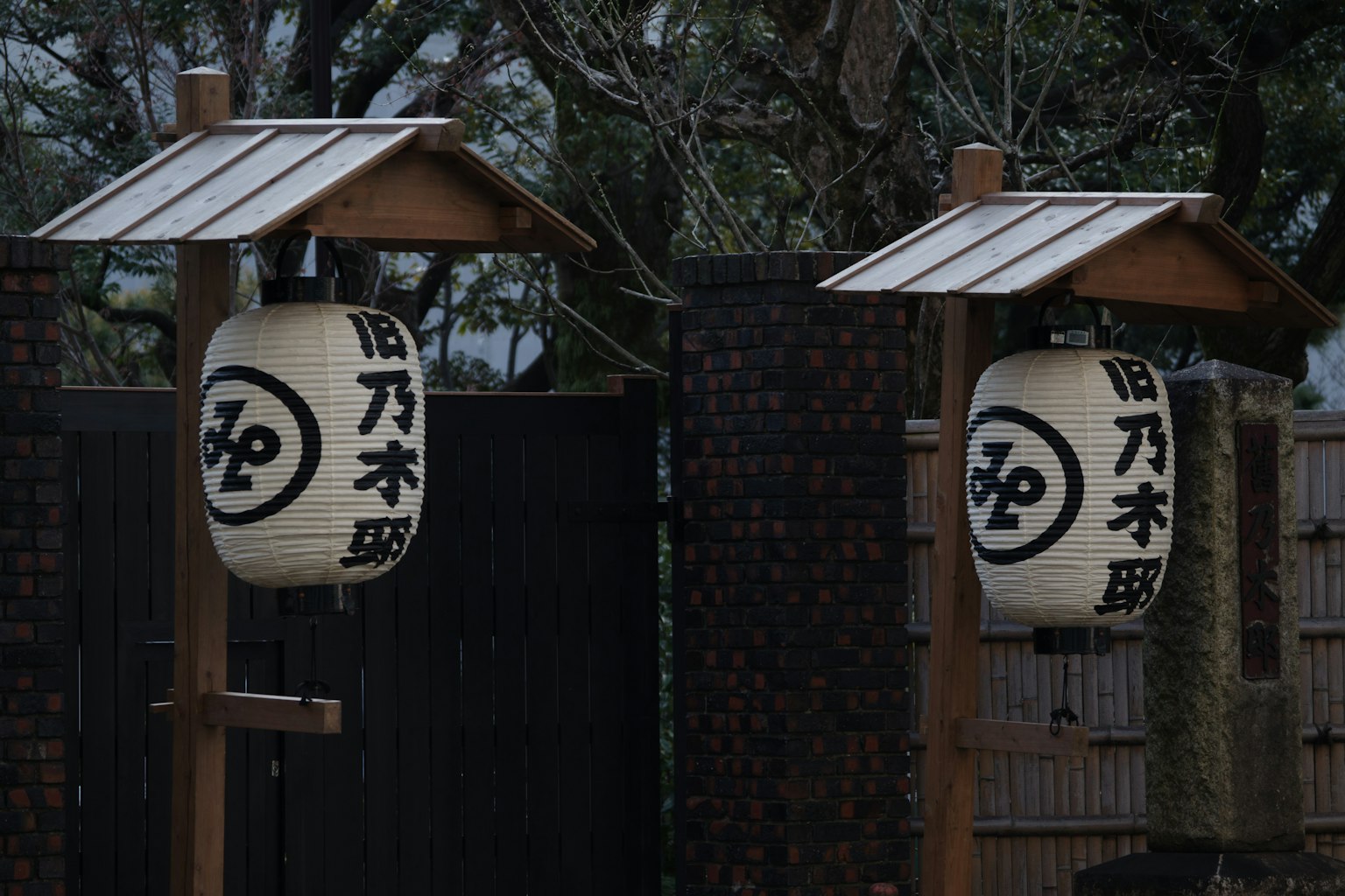 Deux lanternes japonaises traditionnelles dans un cadre serein