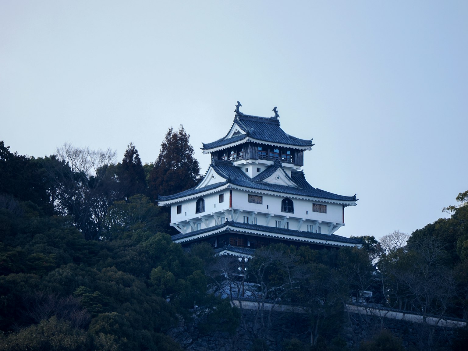 山坡上的傳統日本城堡建築