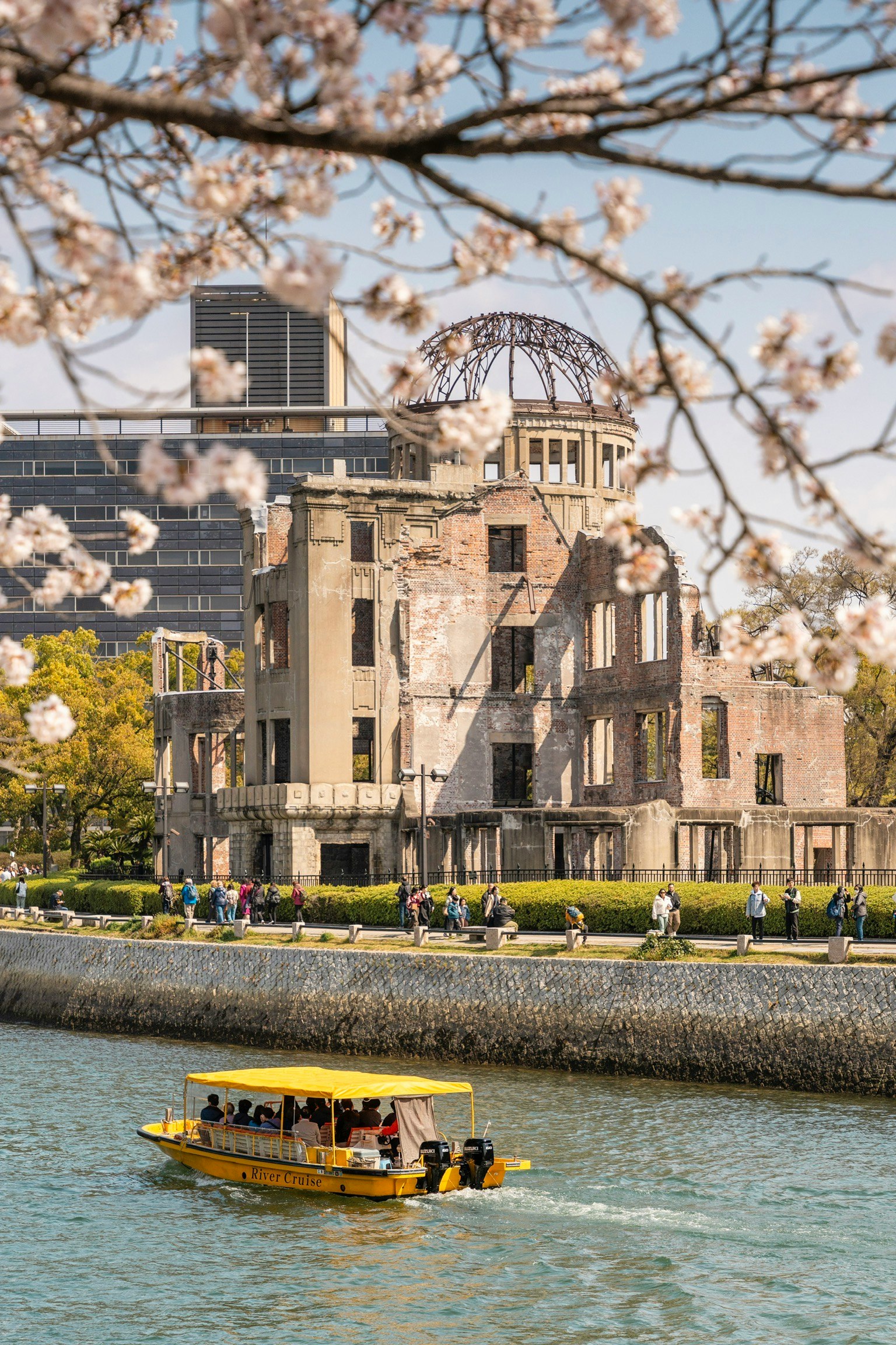 廣島和平紀念館和河邊的櫻花