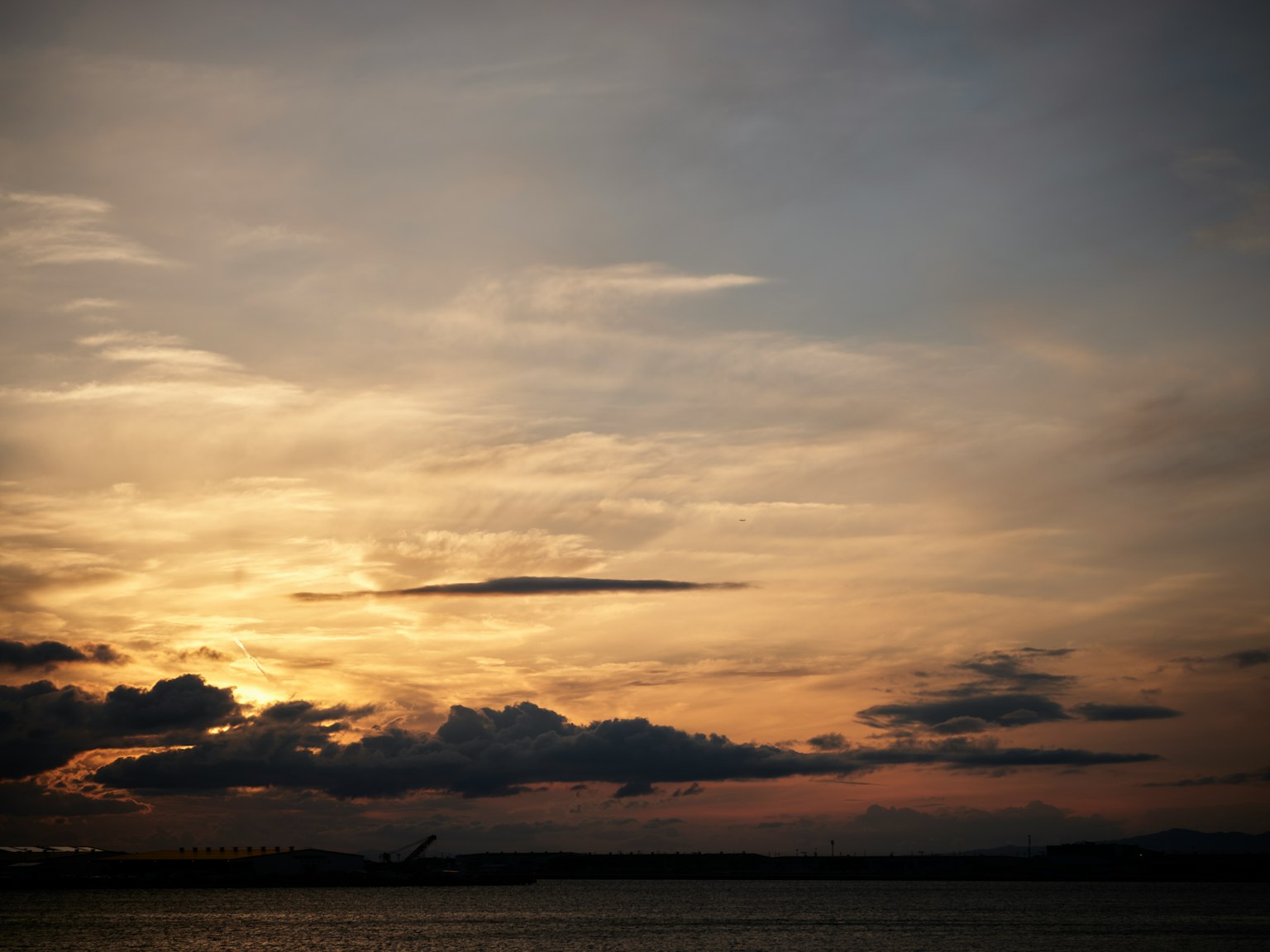 Beautiful sunset sky with clouds