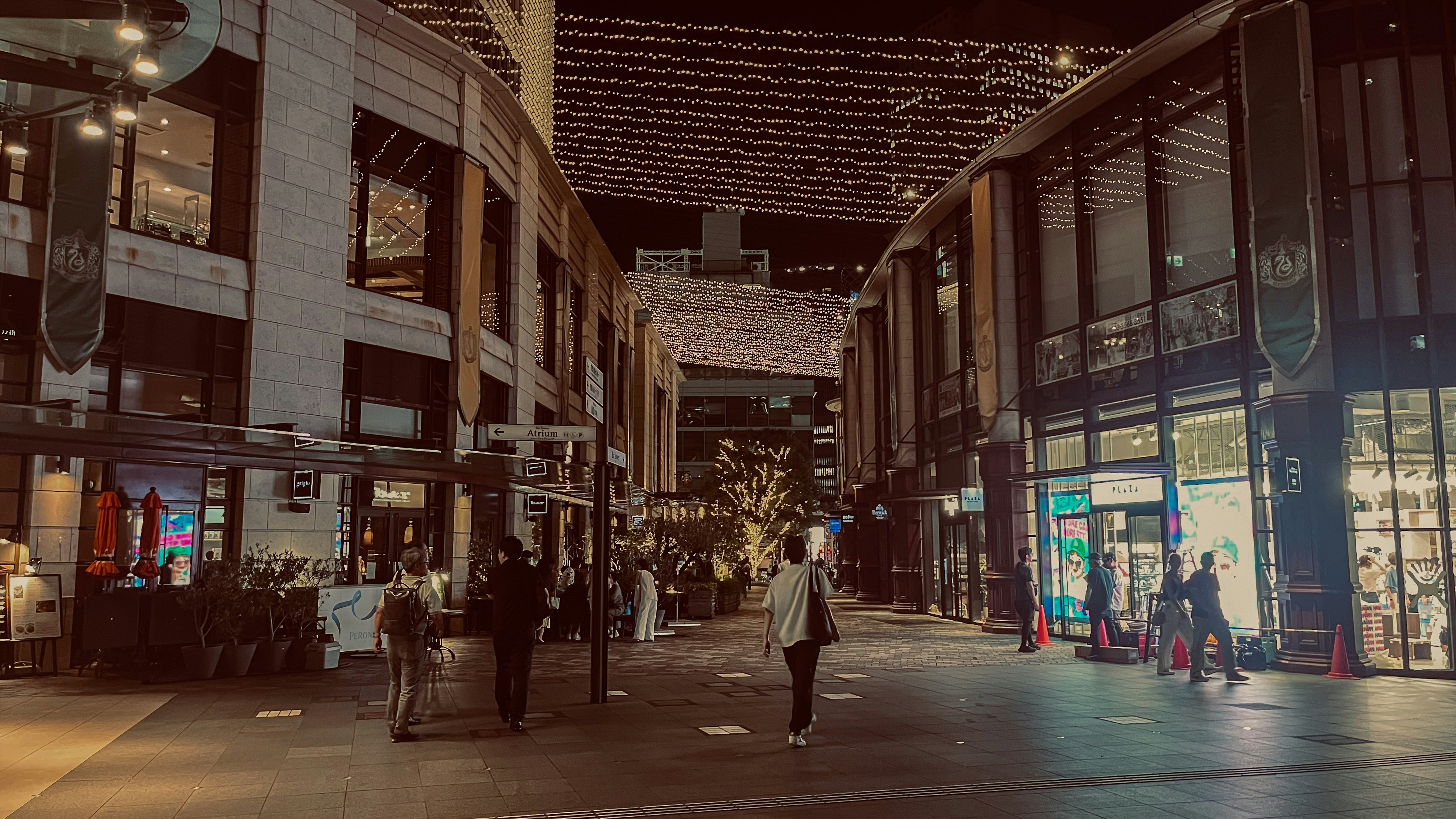 arcade shopping street with city illuminations