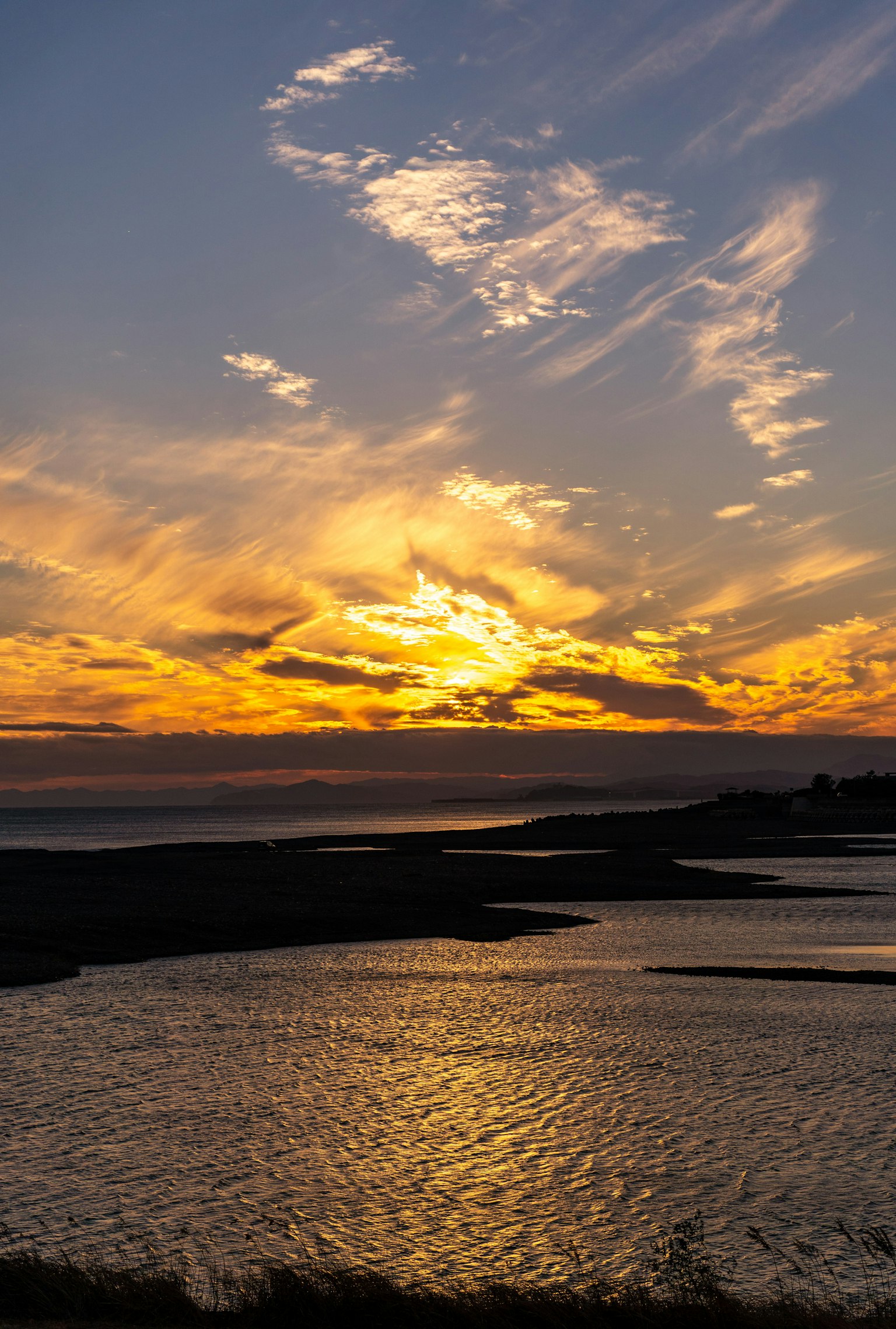 Beautiful sunset over the sea with clouds