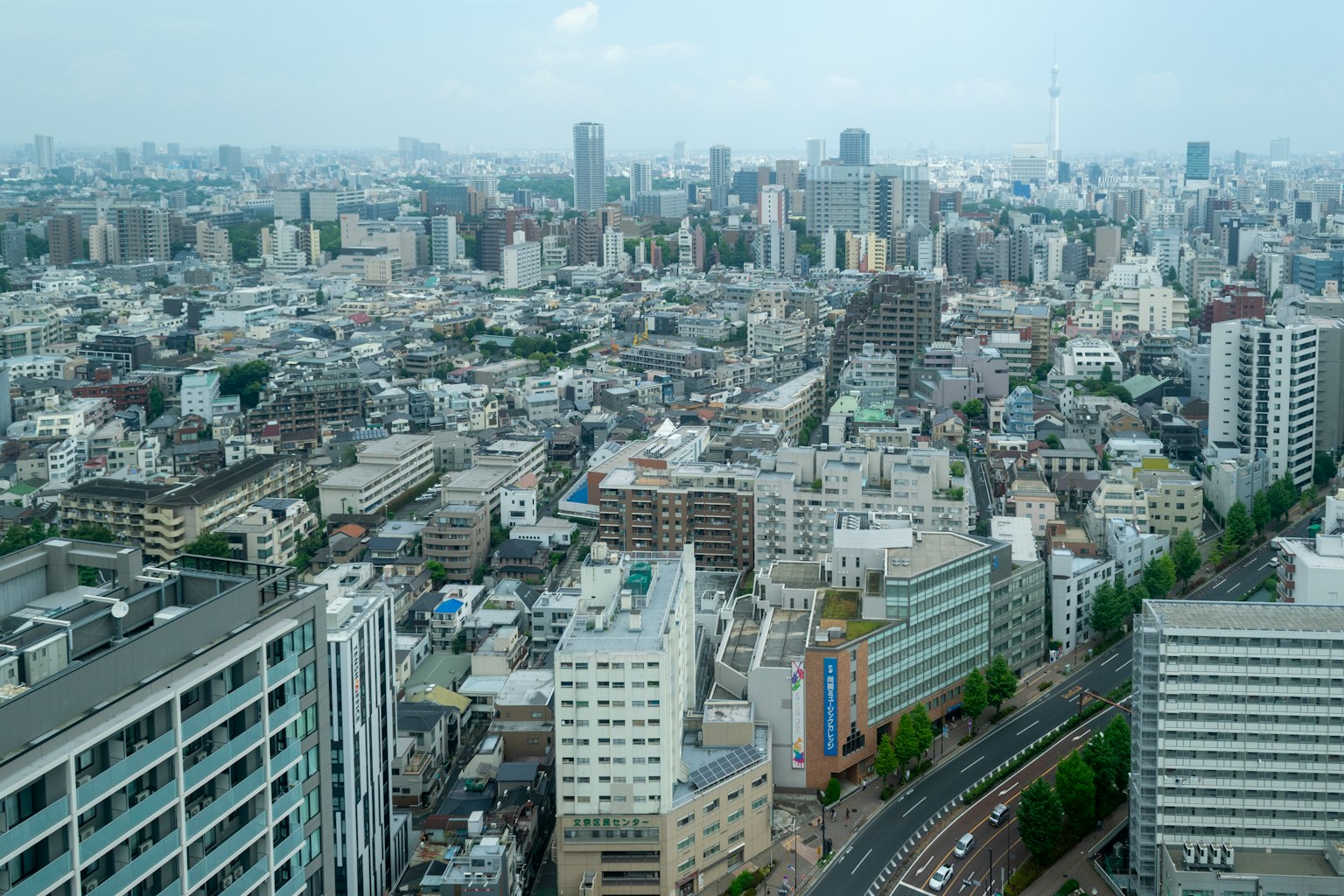 东京城市景观，高楼大厦和蜿蜒的道路